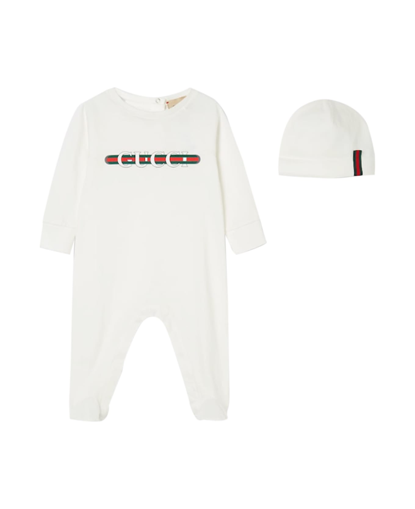 Gucci Onesie And Hat - White