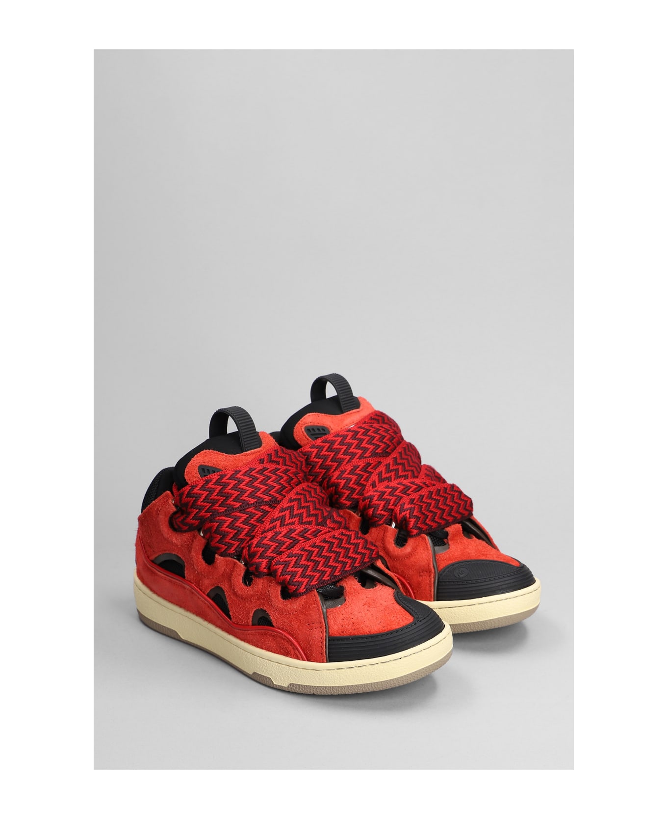 Lanvin Curb Sneakers In Red Suede - red