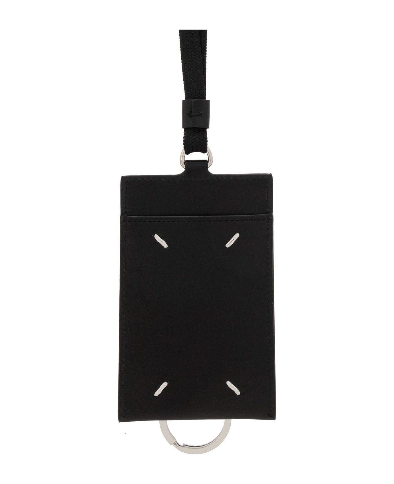 Maison Margiela Logo-printed Neck-strap Cardholder - Black 財布