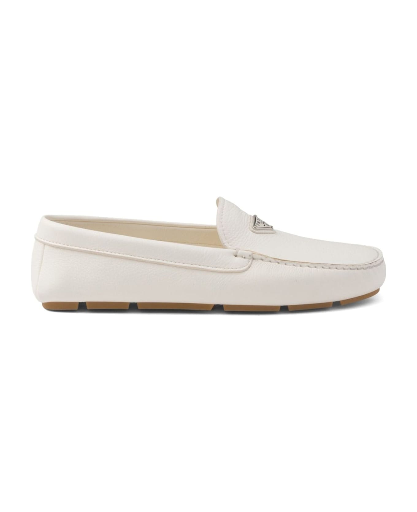 Prada Logo Leather Loafers - White