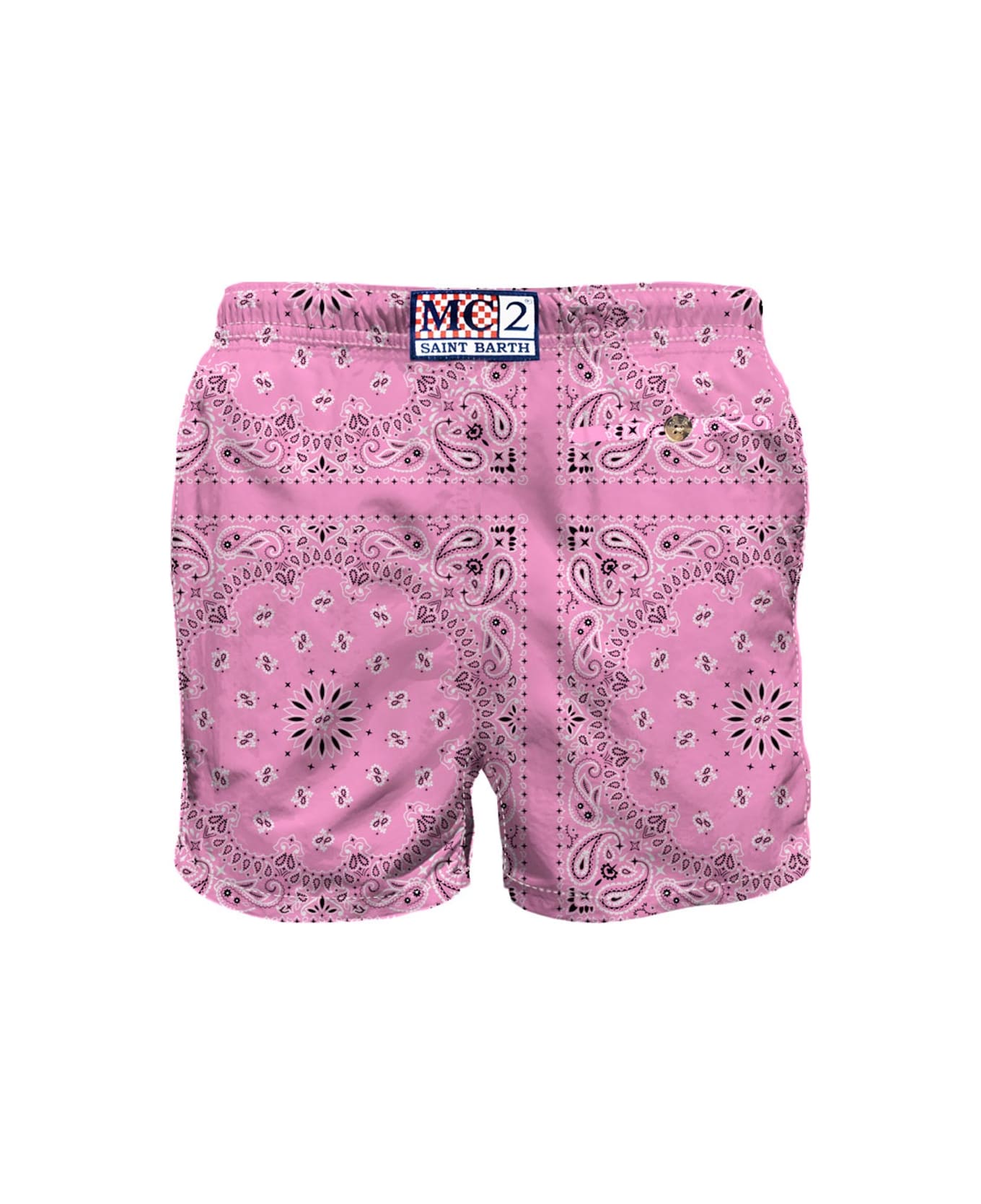 MC2 Saint Barth Man Swim Shorts With Pink Bandanna Print - PINK