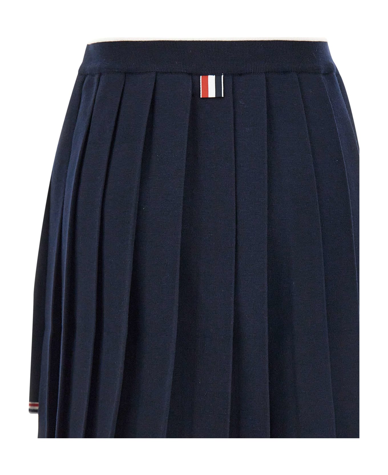 Thom Browne 'full Needle Pleated Mini' Merino Wool Skirt - BLUE