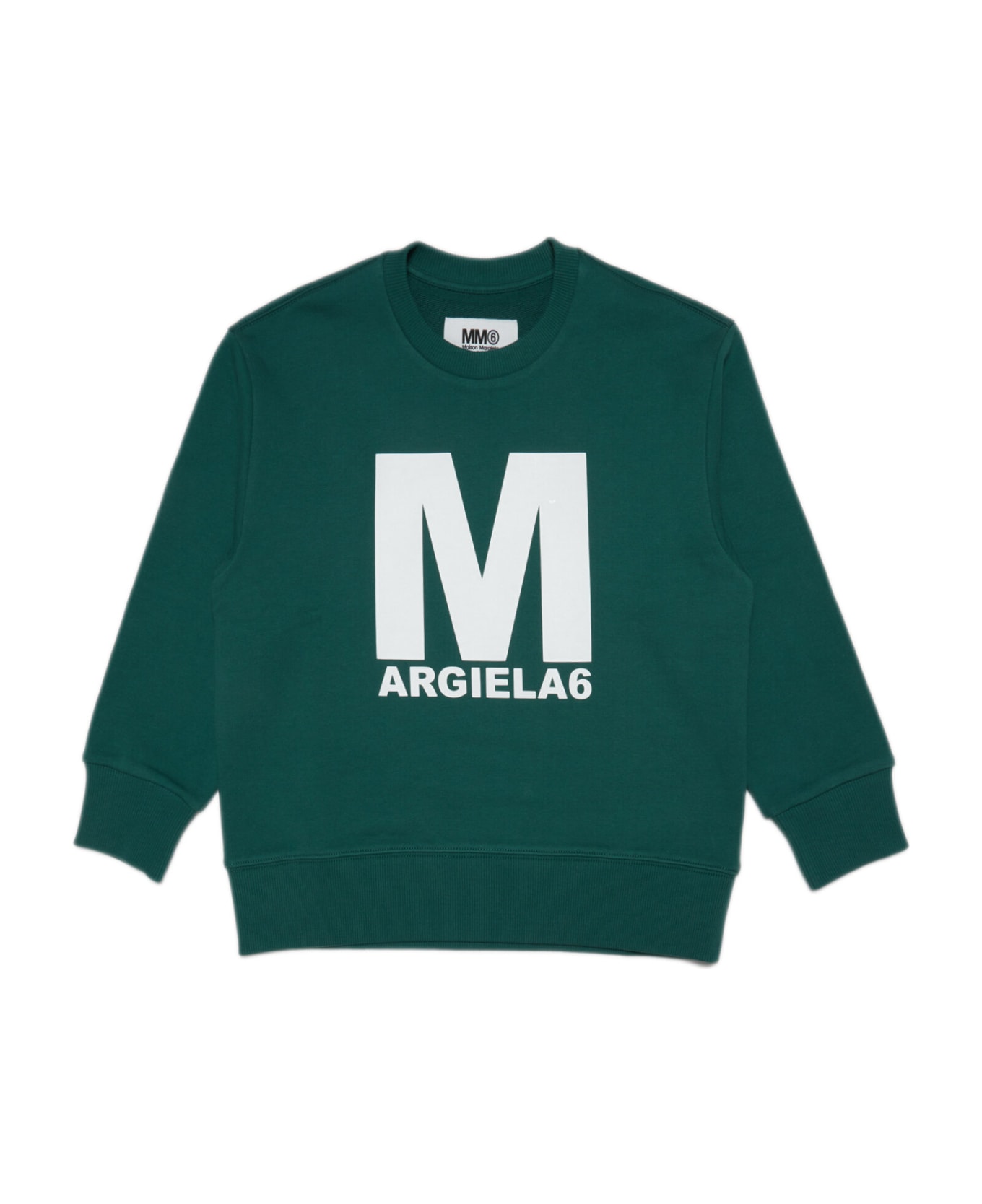 MM6 Maison Margiela Mm6s50u Sweat-shirt Maison Margiela Green Cotton Crewneck Sweatshirt With Thick Logo - Forest green