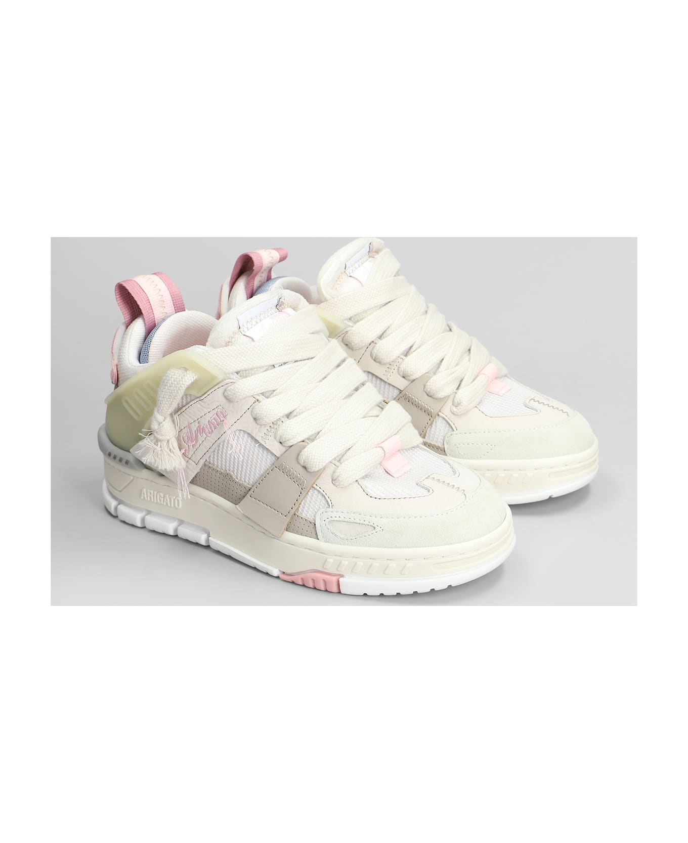 Axel Arigato Area Patchwork Sneakers In Beige Suede And Fabric - beige
