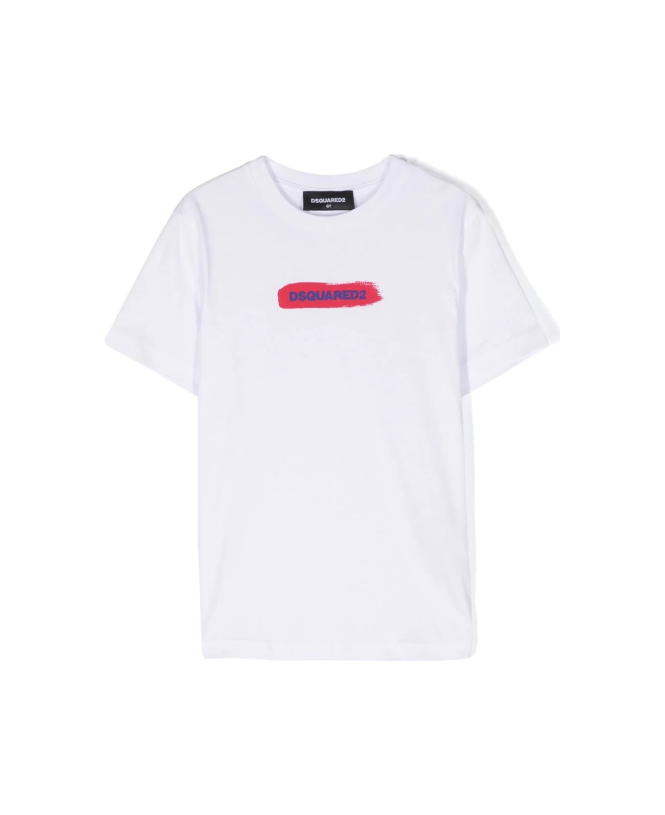 Dsquared2 White T-shirt With Brushstroke Logo - White