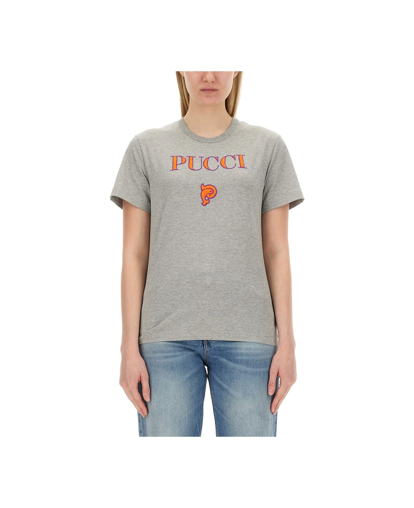 Pucci T-shirt With Logo - GREY Tシャツ