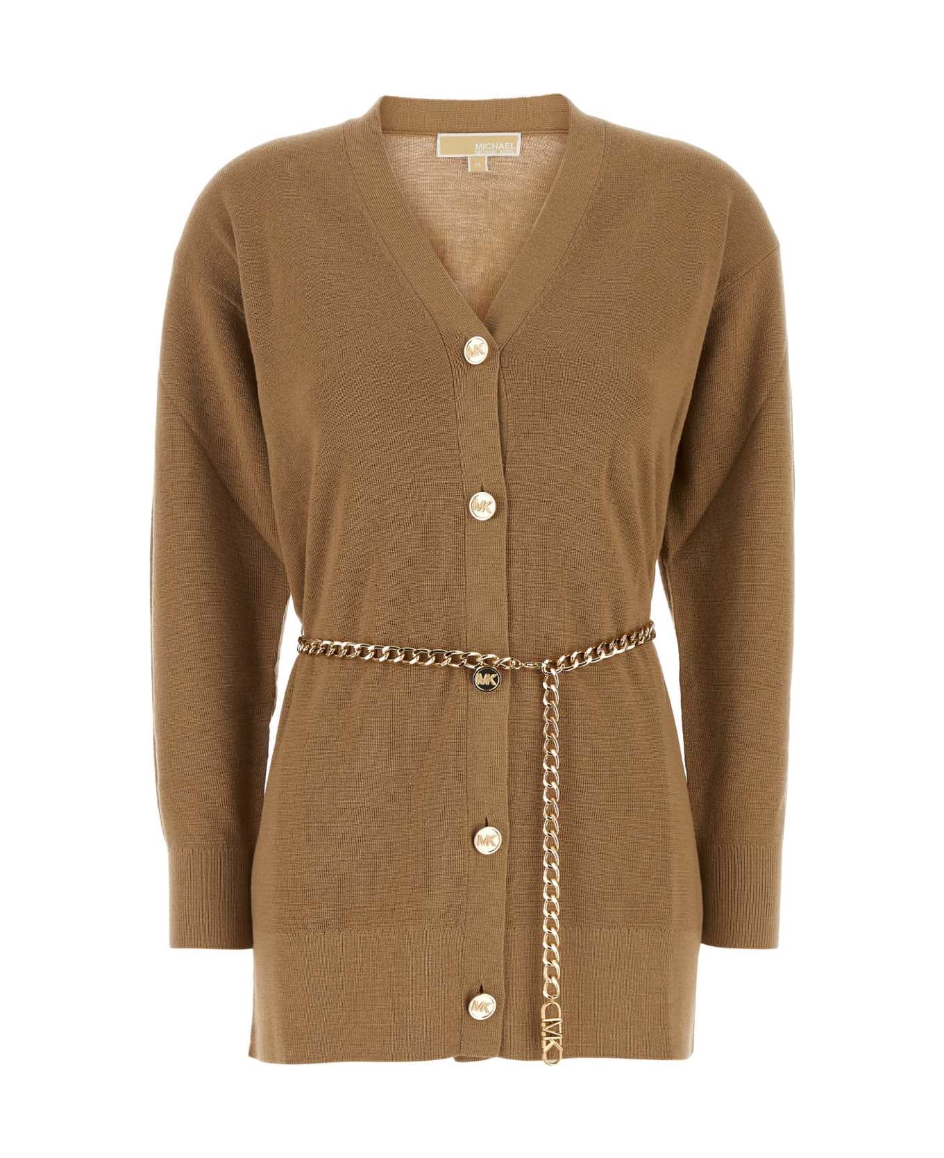 Michael Kors Camel Wool Cardigan - DARKCAMEL