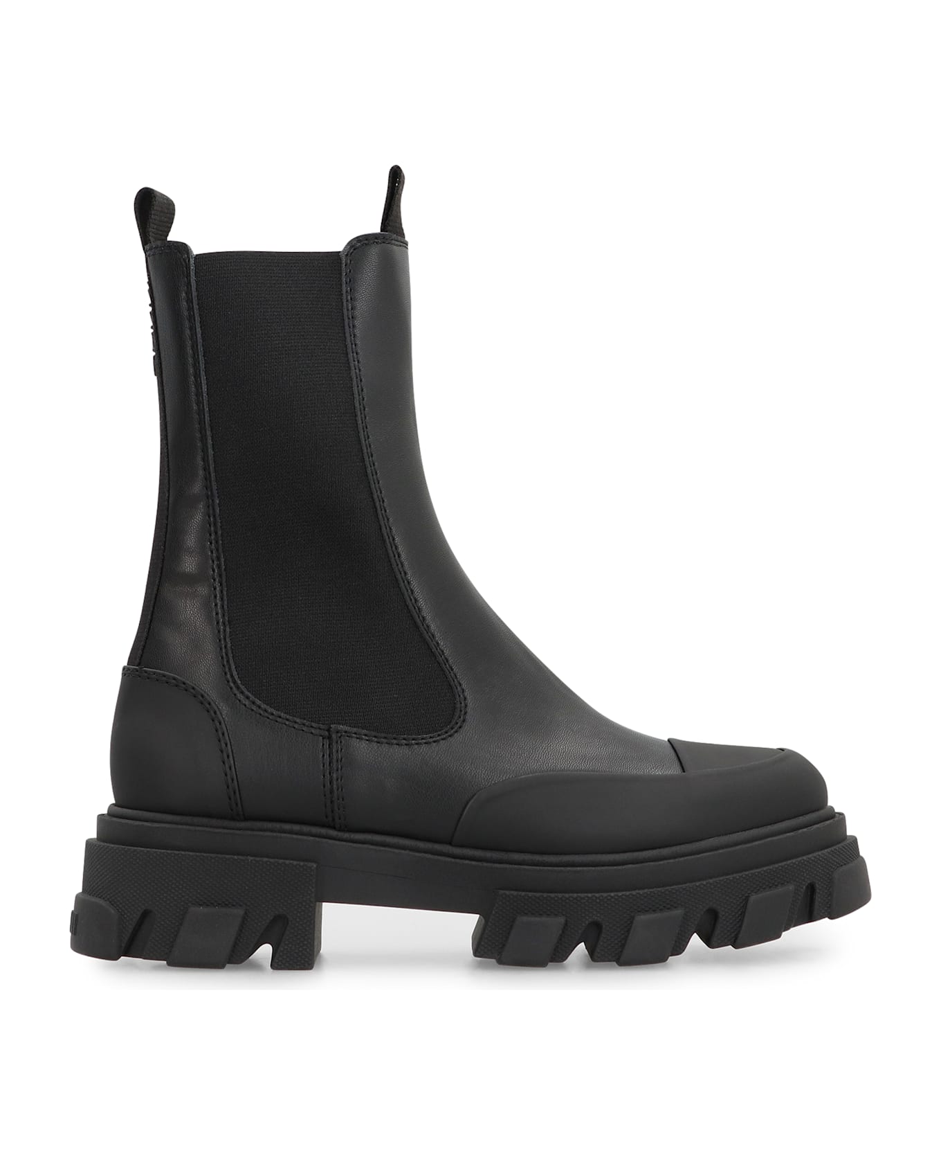 Ganni Leather Chelsea Boots - black