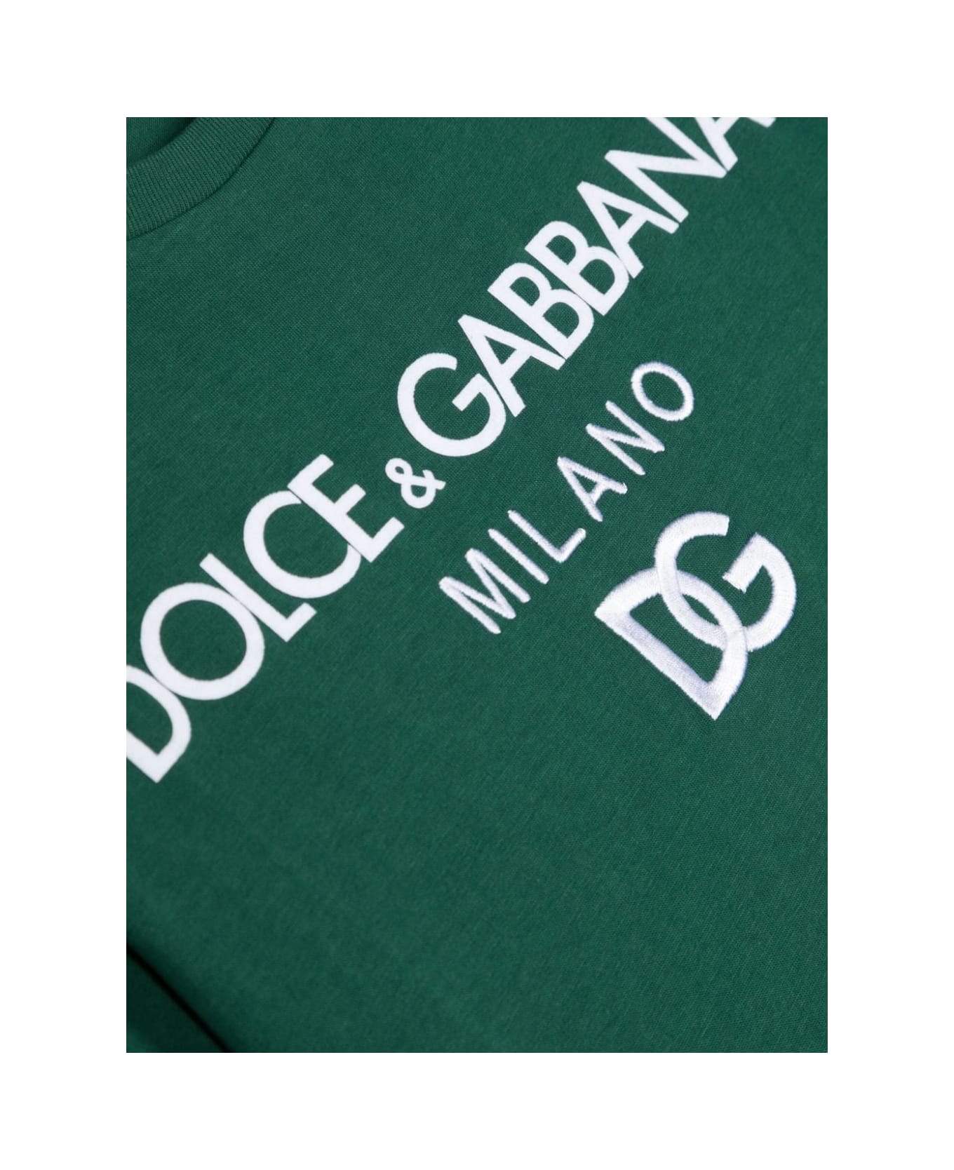 Dolce & Gabbana Green T-shirt With Embroidered Logo - Green