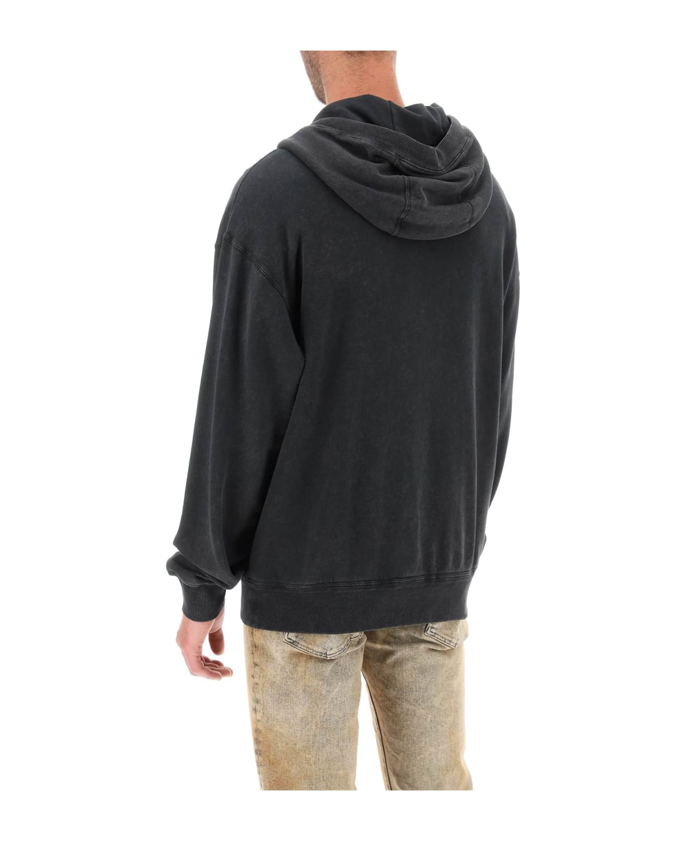 Dolce & Gabbana Washed Jersey Sweatshirt With Hood And Logo Zip - Grey