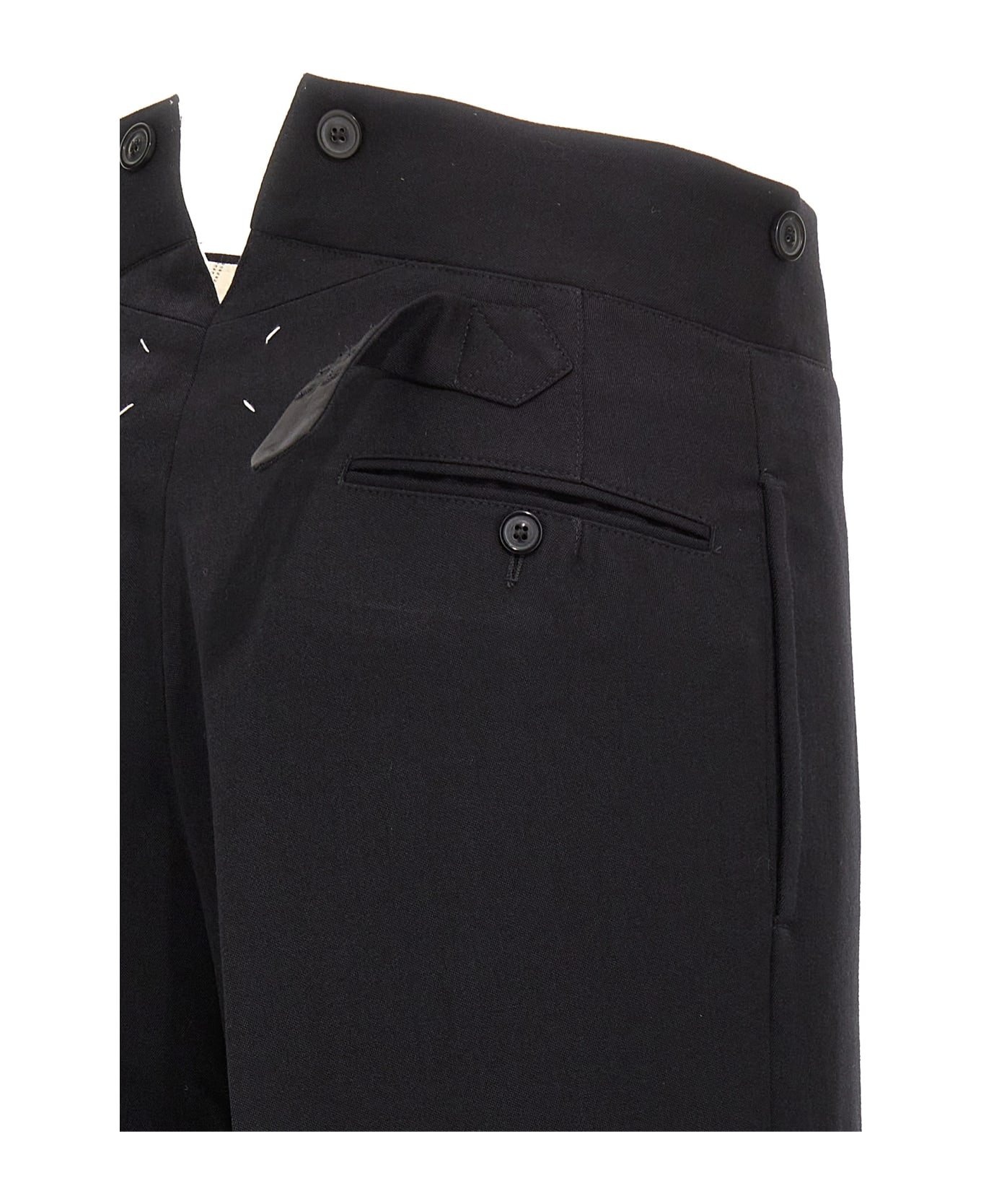 Maison Margiela Strap Wool Pants - BLACK