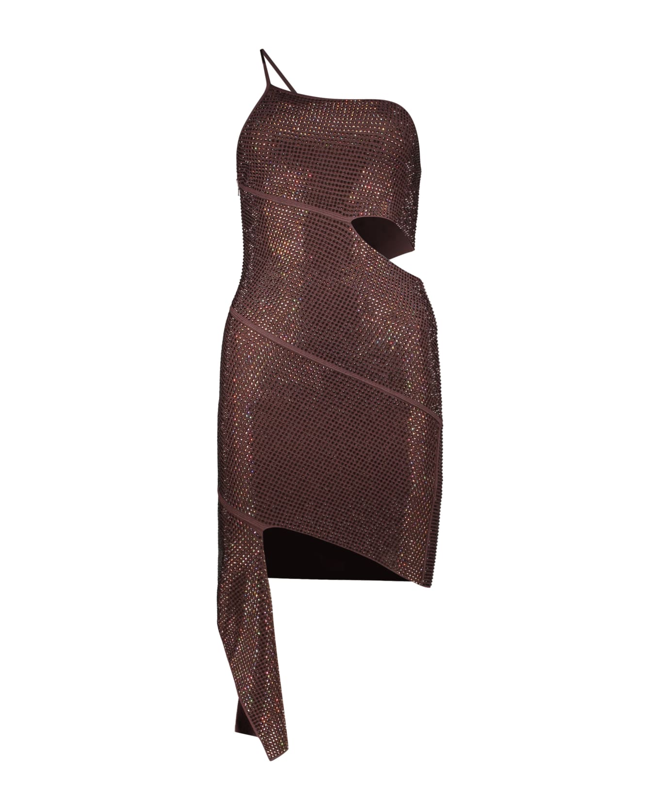ANDREĀDAMO Embellished Mini Dress - brown