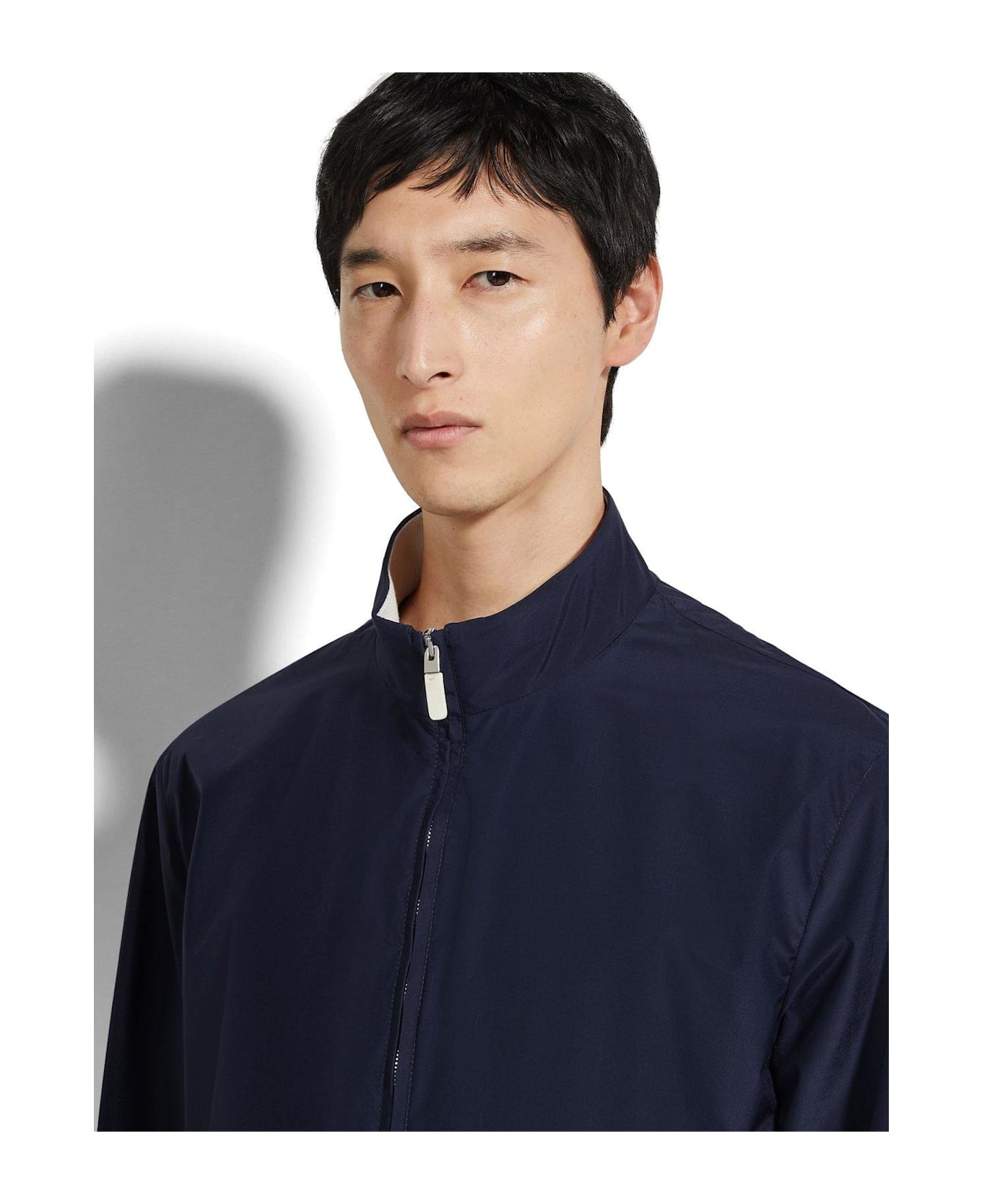 Zegna High-neck Zipped Jacket - BLUE NAVY UNITO