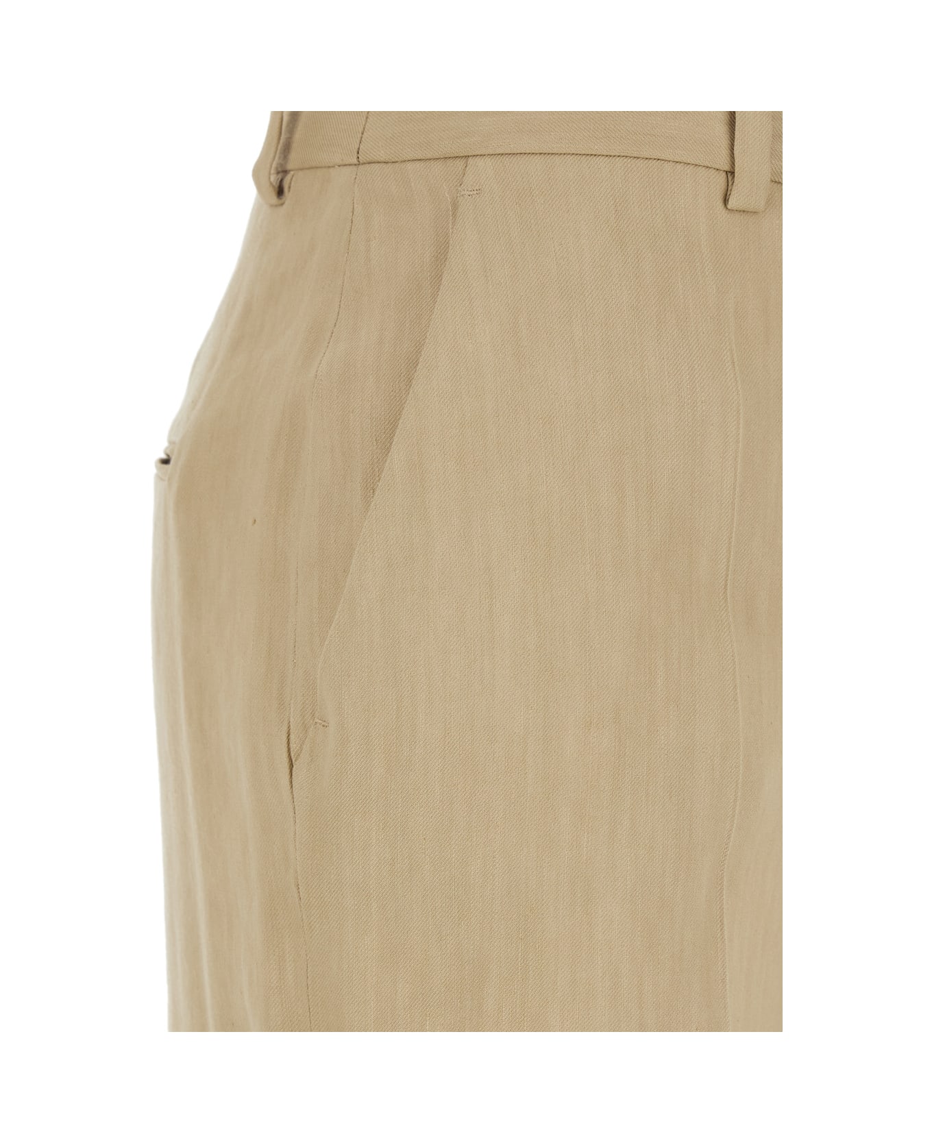 Alberta Ferretti Beige Pants With High Waist And Belt Loops In Linen Blend Stretch Woman Alberta Ferretti - Beige