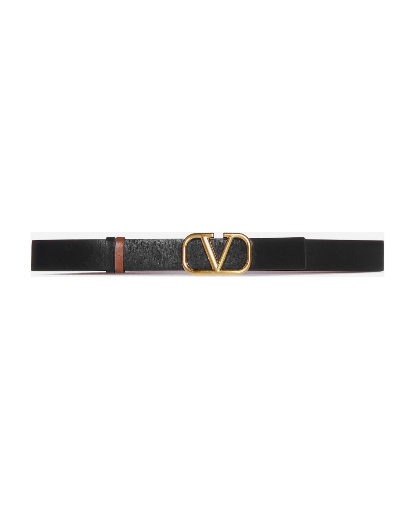 Valentino Garavani Vlogo Leather Reversible Belt - Brown