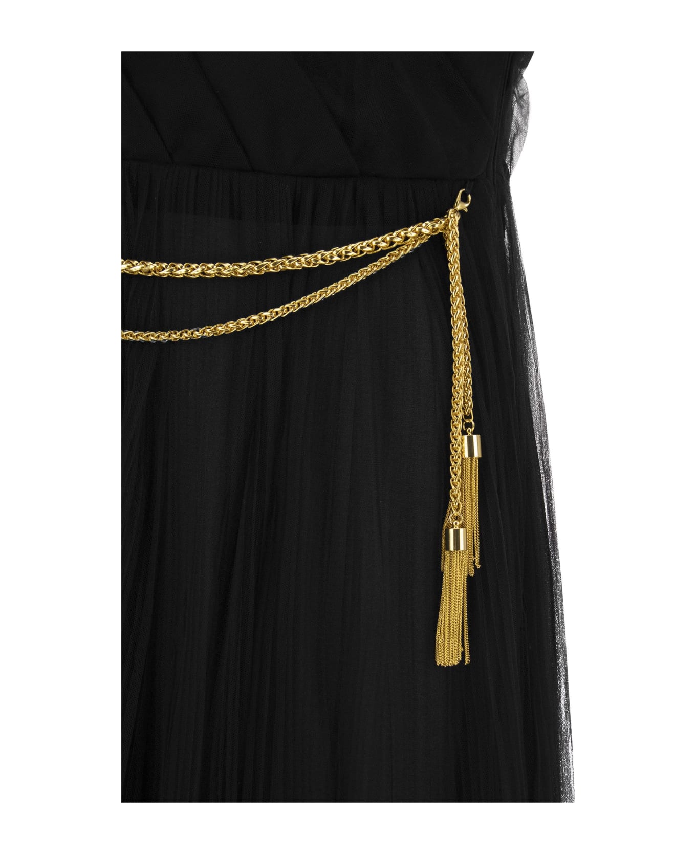Elisabetta Franchi One-shoulder Tulle Red Carpet Dress - Black