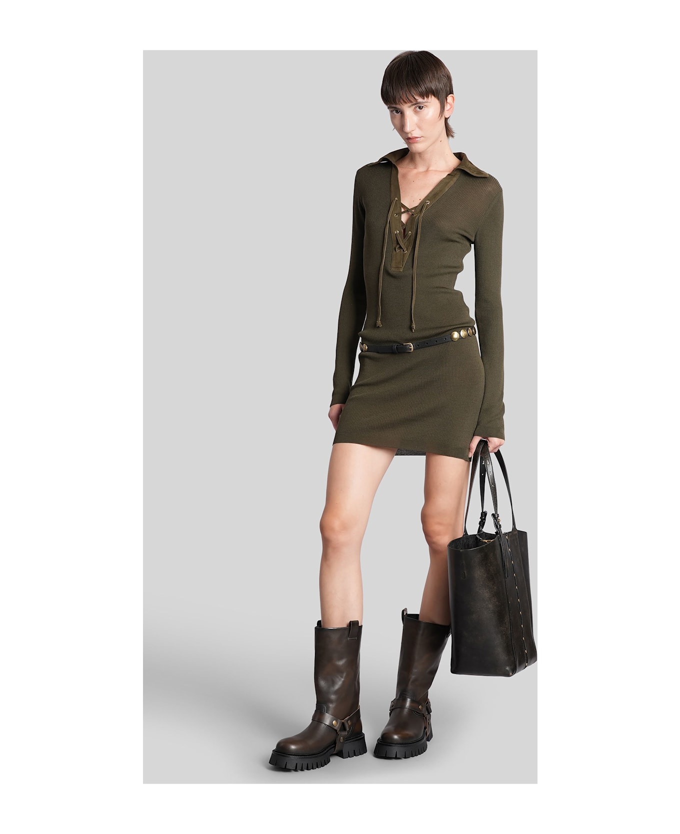 Golden Goose Orly Mini Dress In Green Cotton - green