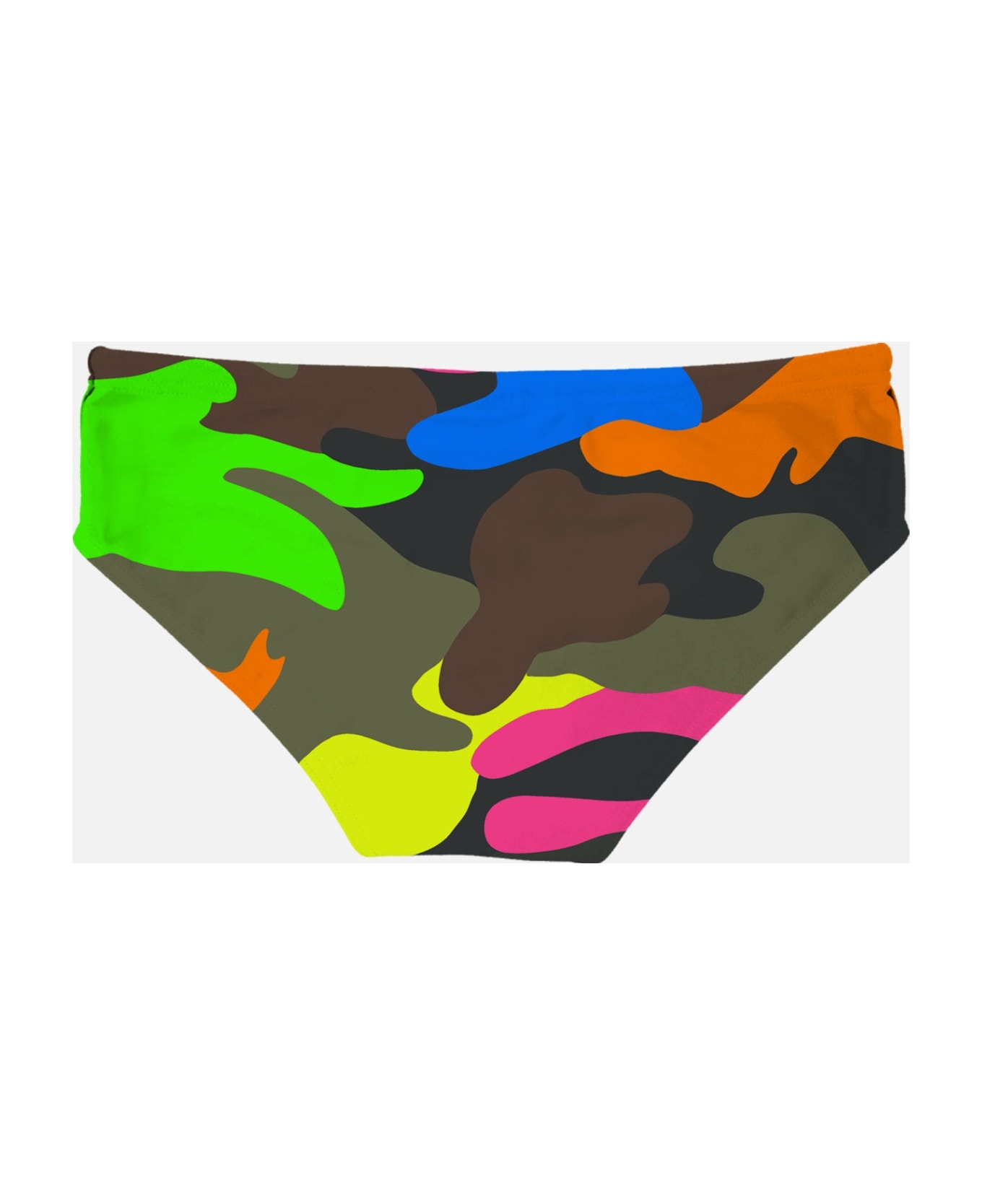 MC2 Saint Barth Man Swim Briefs With Multicolor Camouflage Print - FLUO