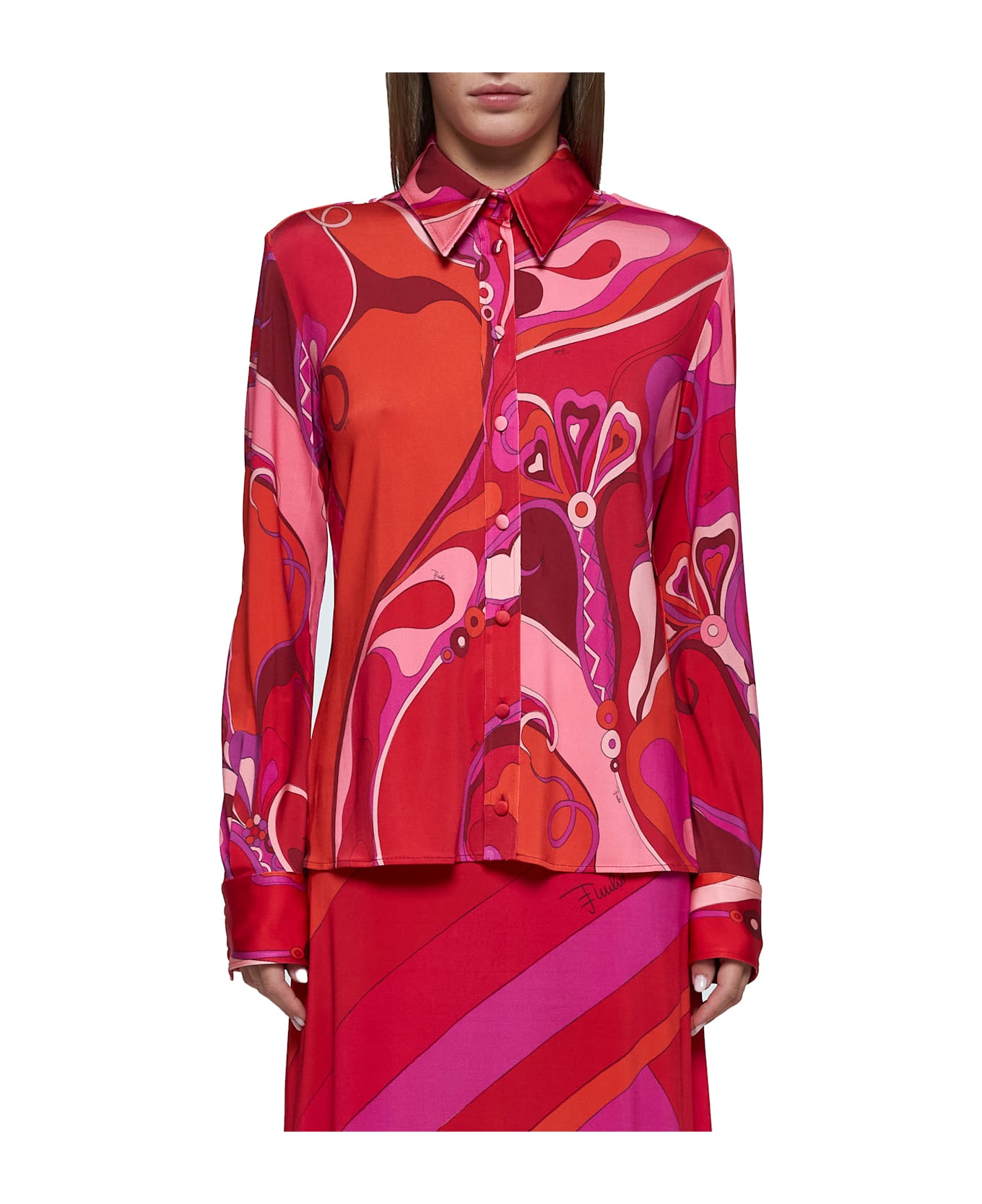 Pucci 'orchidee' Shirt - Rosso/fuxia