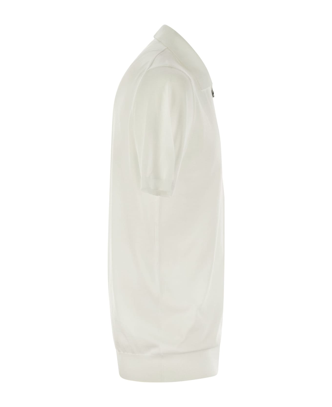 Kiton Short-sleeved Polo-zip - White