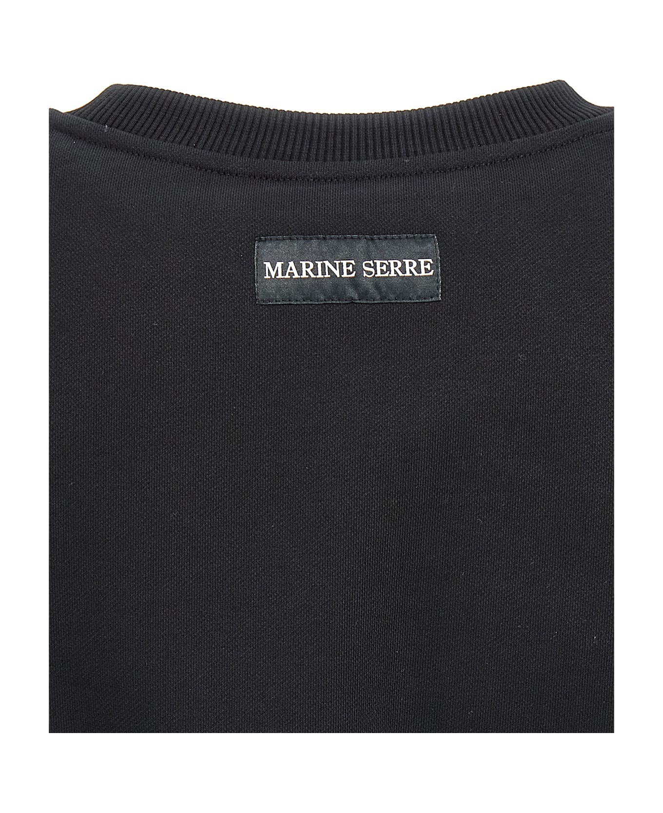 Marine Serre 'moon Logo' Cropped Sweatshirt - Black  