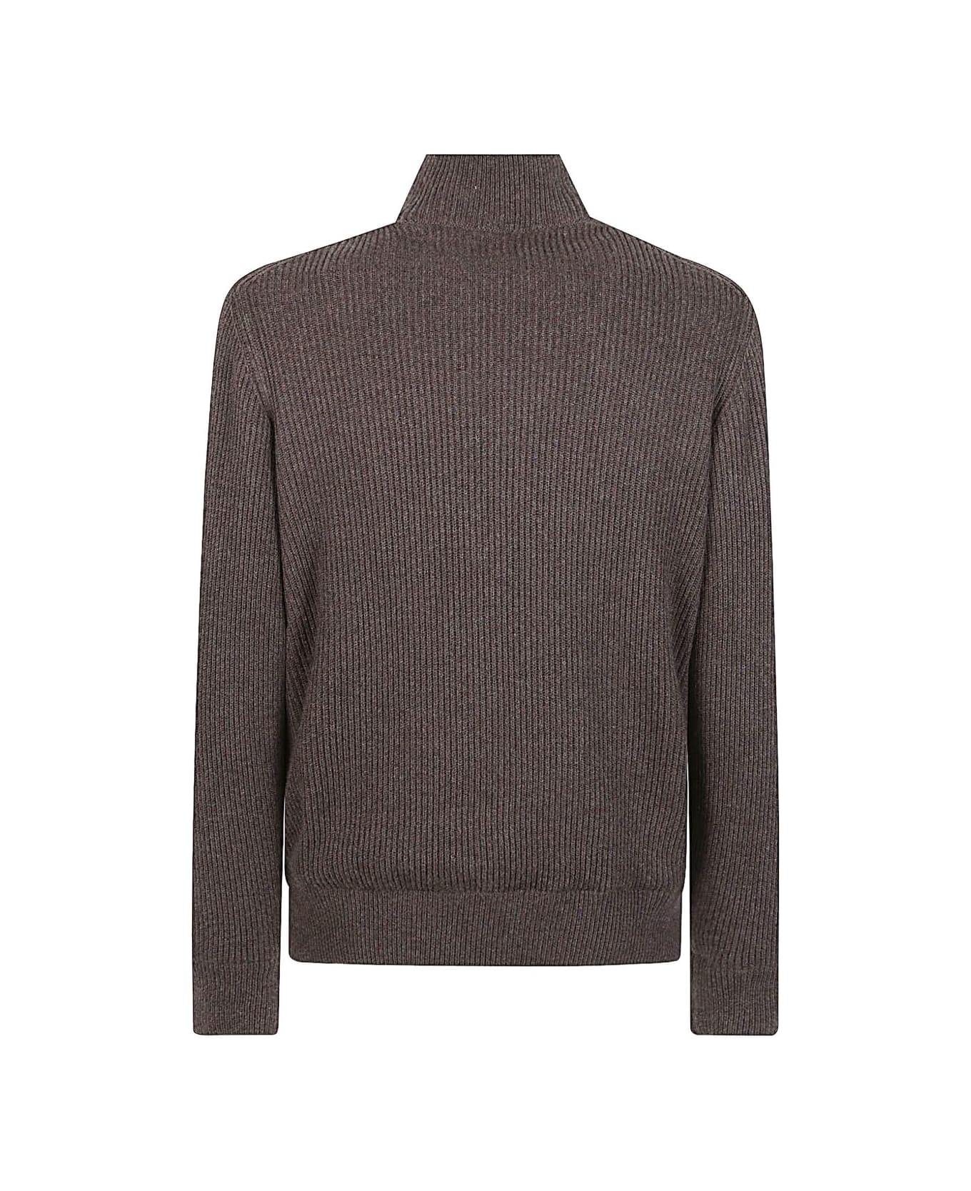 Brunello Cucinelli Leather Bomber Jacket - Brown