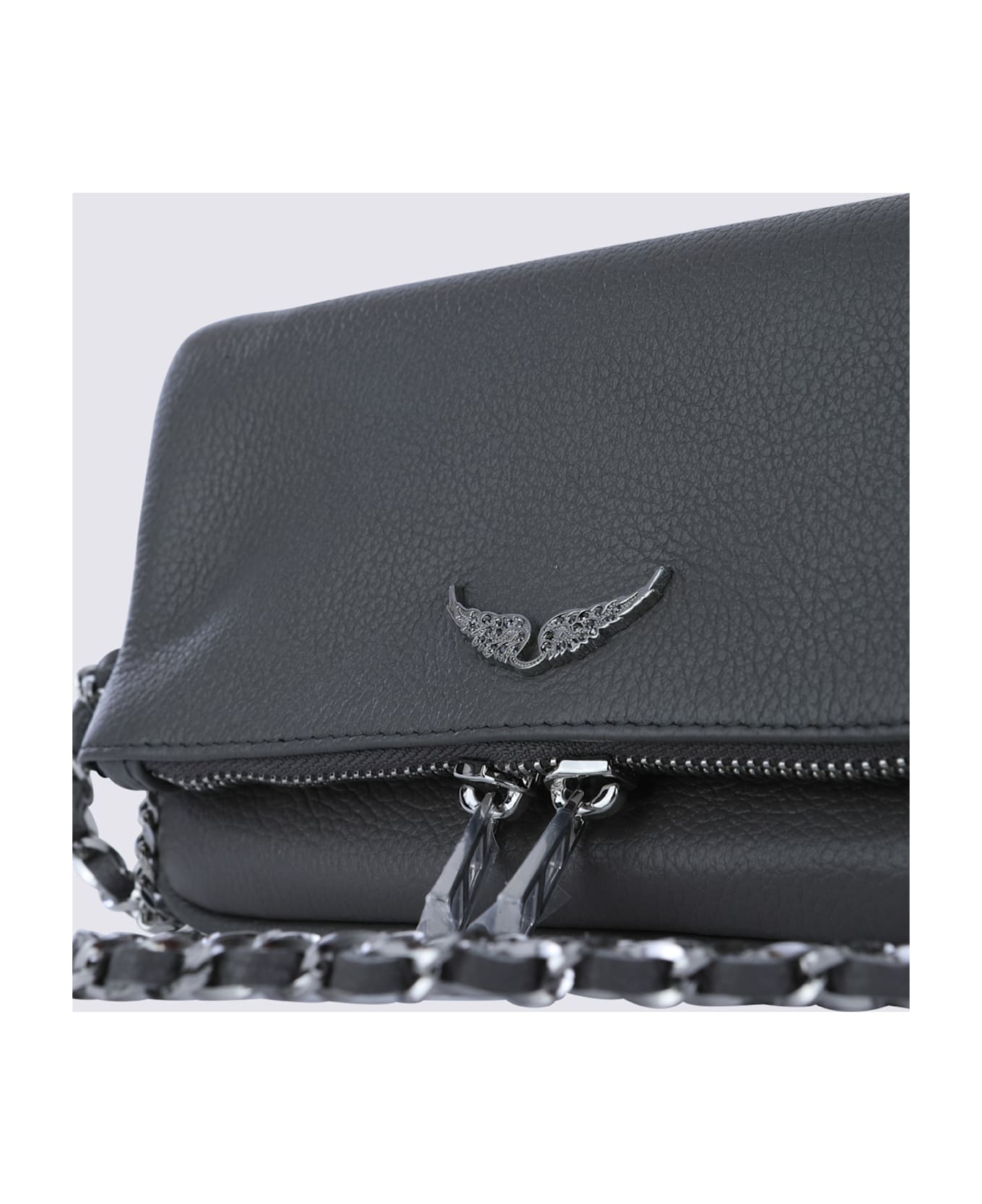 Zadig 
Voltaire Black Leather Rock Nano Shoulder Bag - ROAD SILVER