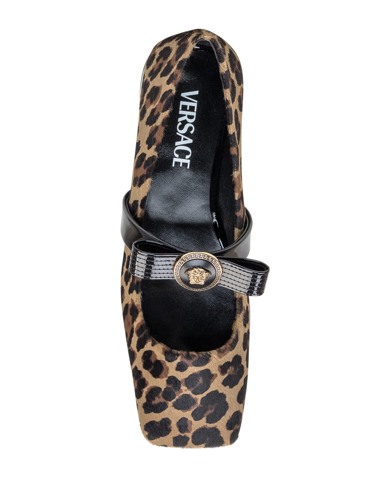 Versace Brown And Black Flats - BROWN-BLACK-VERSACE GOLD