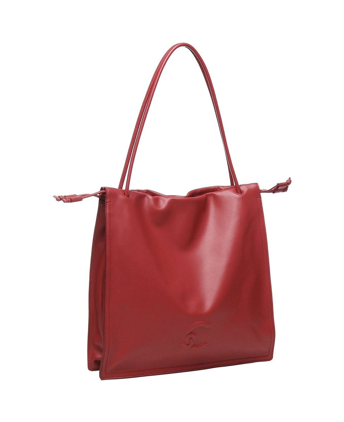 Coccinelle Logo Embossed Drawstring Tote Bag - Red