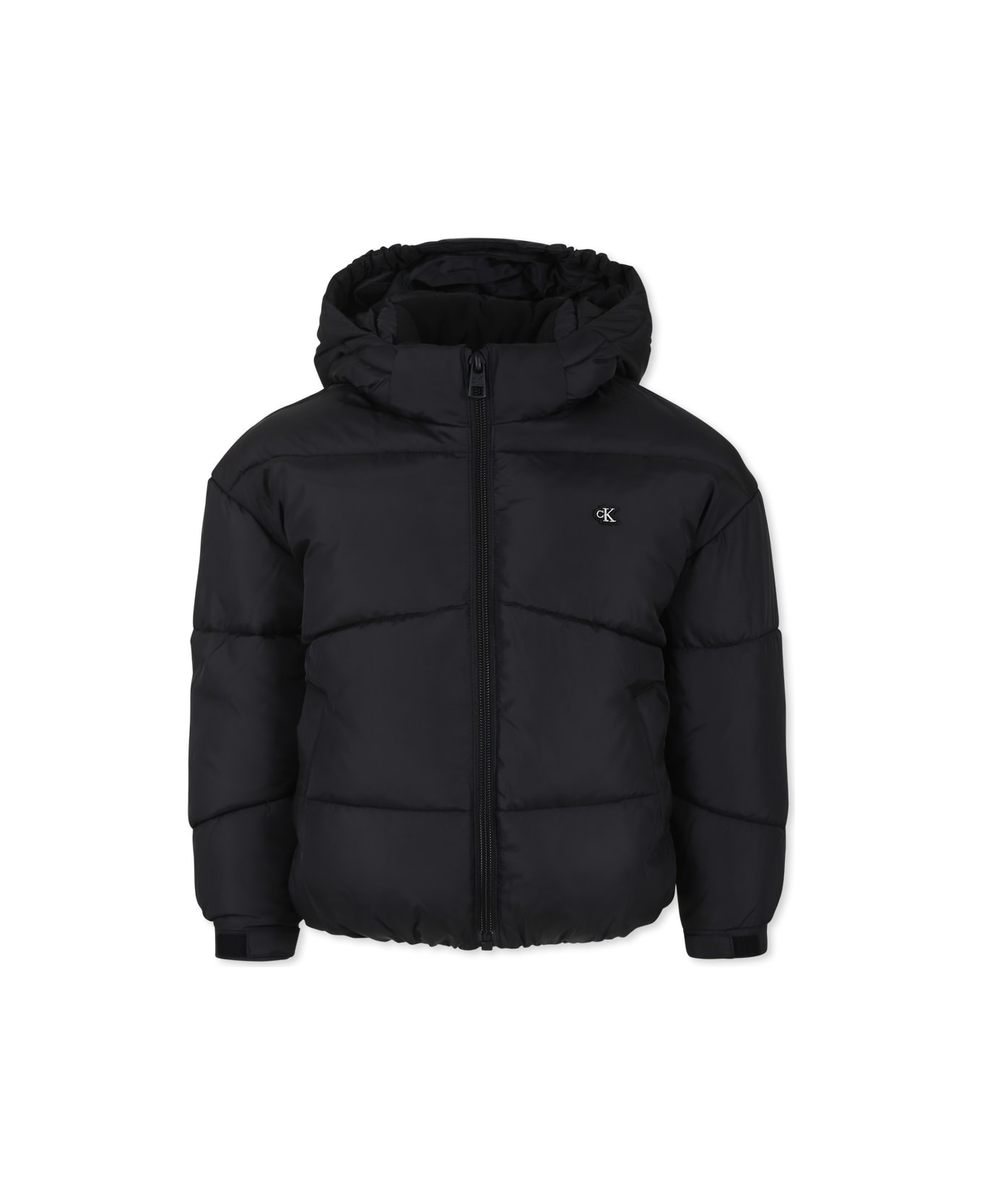 Calvin Klein Black Down Jacket For Girl With Monogram - Black