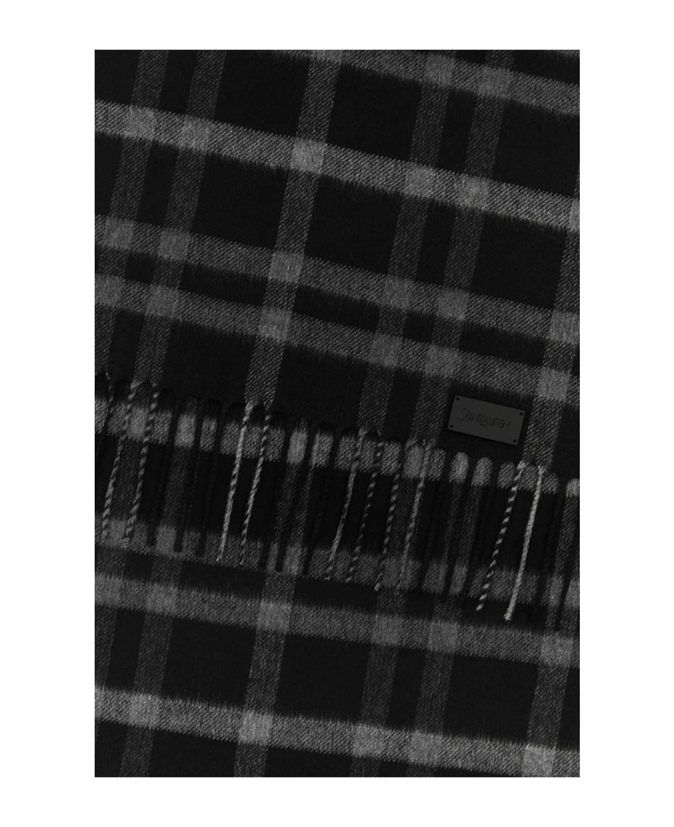 Saint Laurent Embroidered Silk Blend Scarf - BLACKIVORY