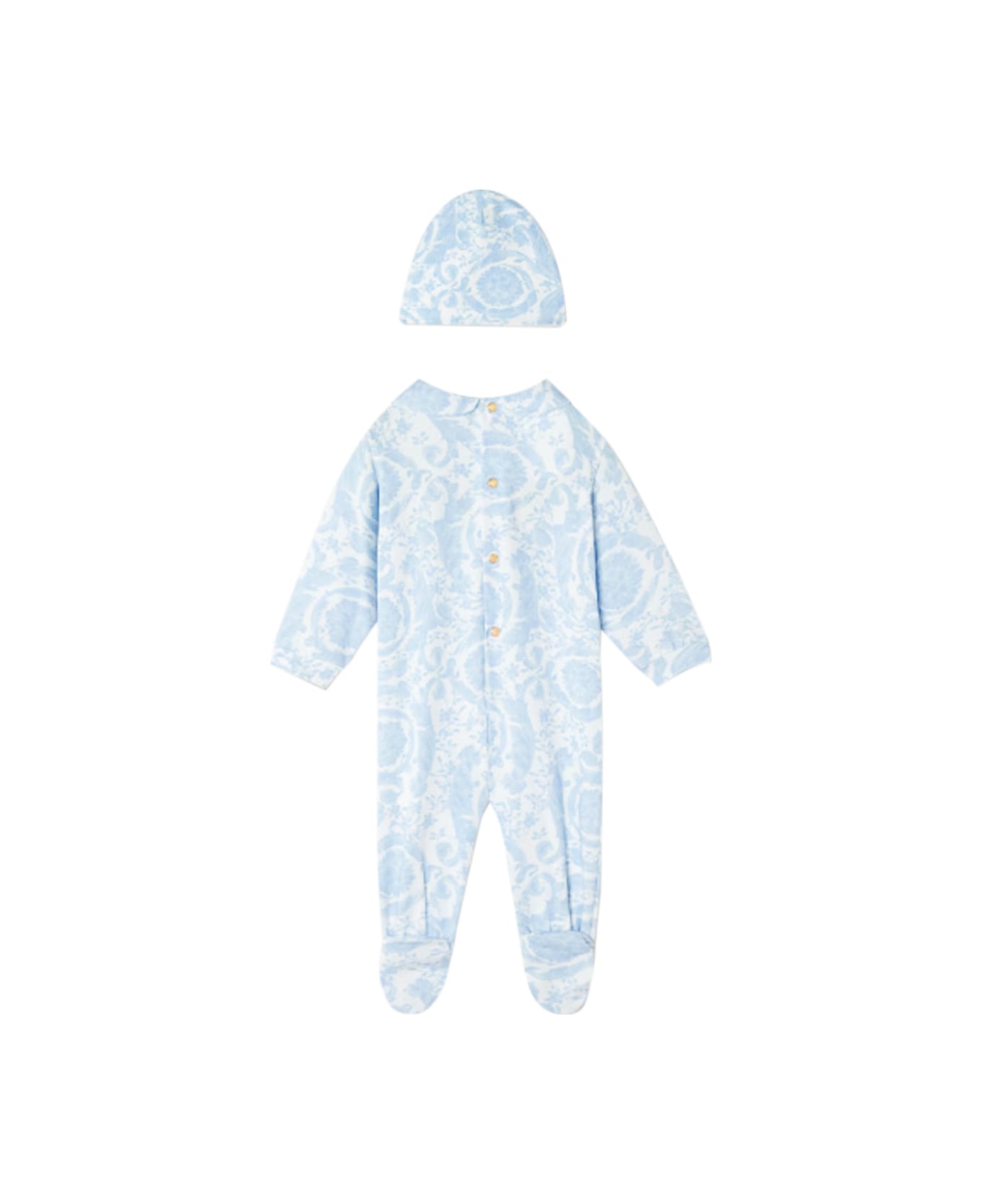 Versace Onesie And Hat - Light blue