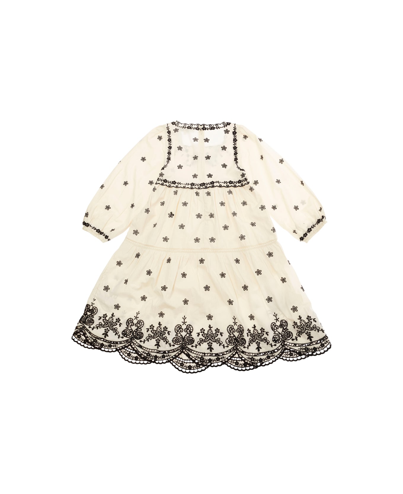 Sea New York 'kingsley' Beige Dress With All-over Embroidery In Cotton Girls - Beige