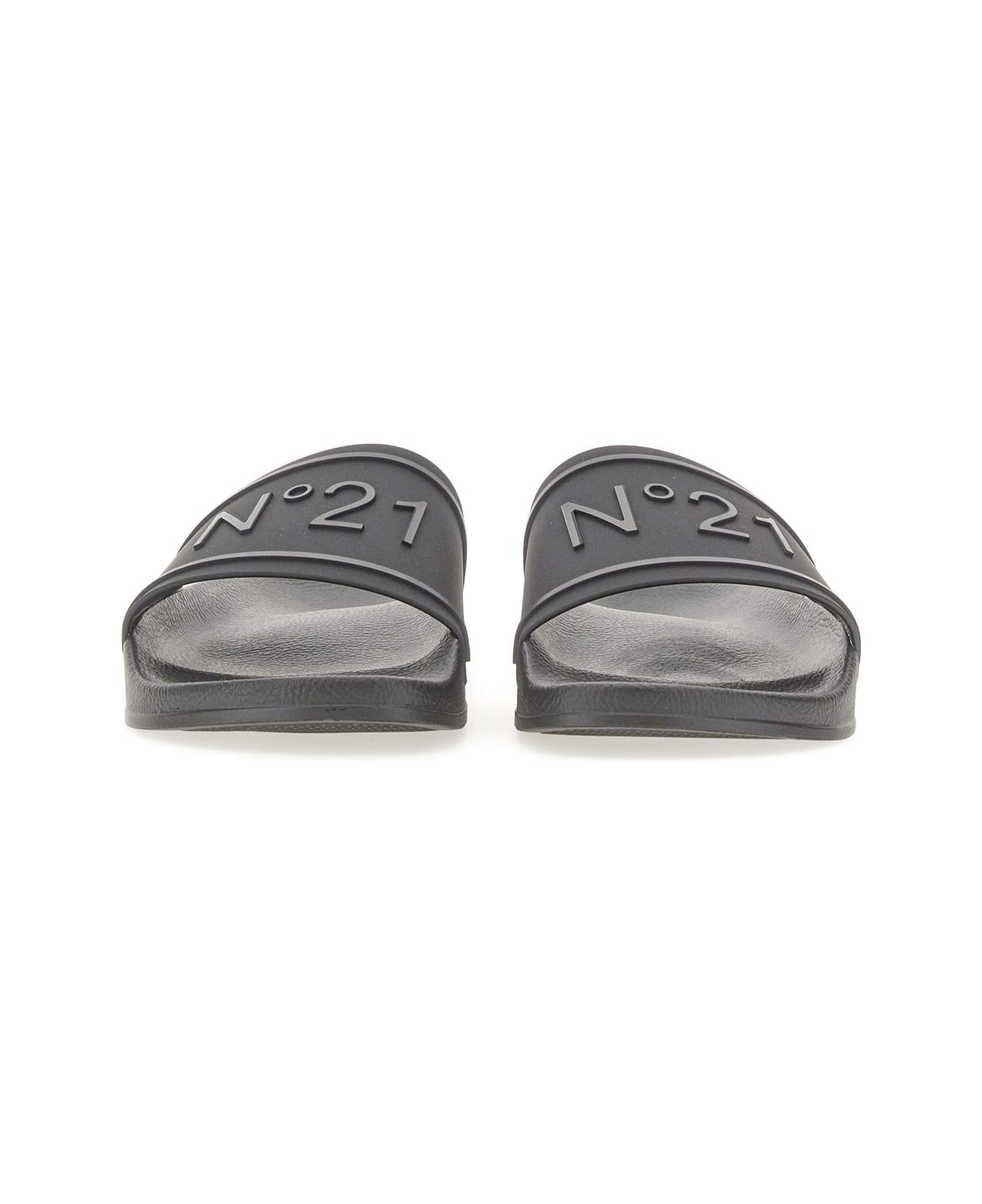 N.21 Rubber Slide With Logo - NERO