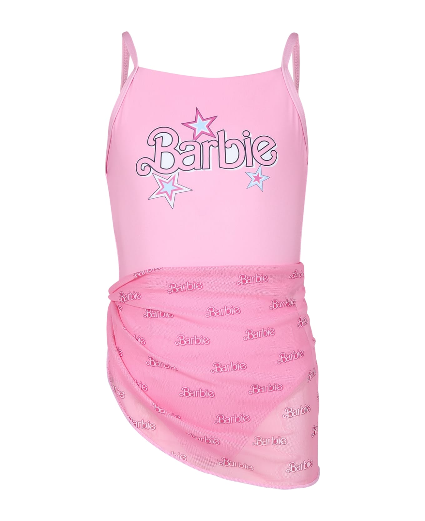 Monnalisa Pink Suit For Girl With Barbie Writing - Pink