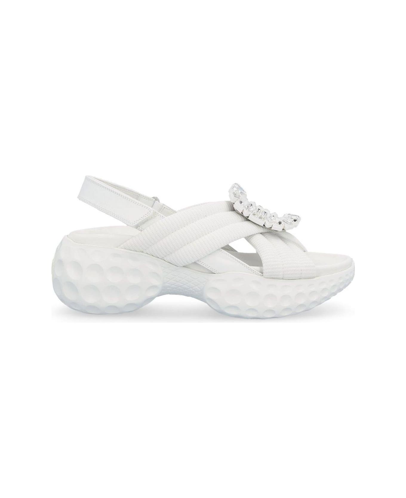 Roger Vivier Embellished Buckle Sandals - White