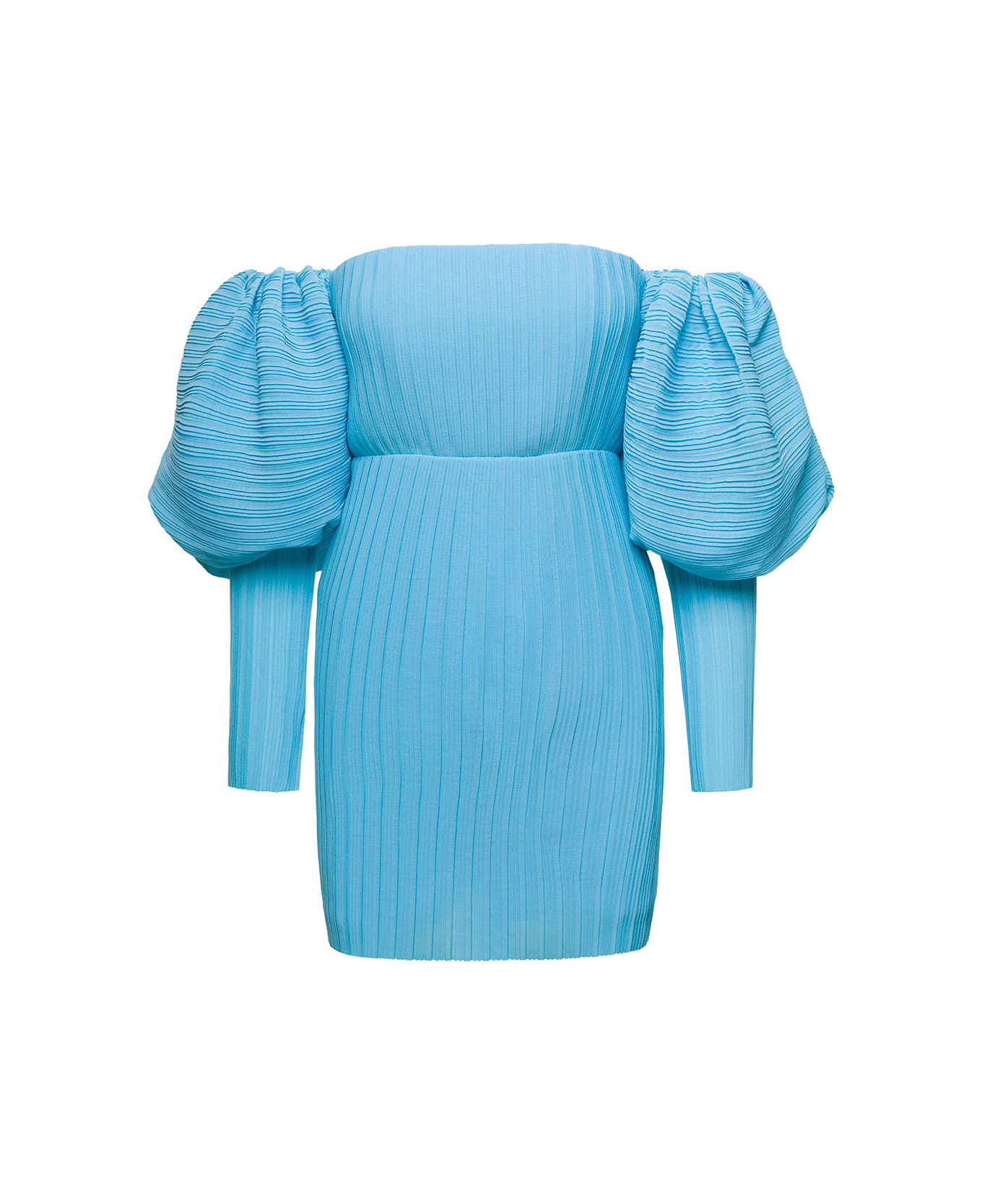 Solace London Light -blue Skye Off-shoulder Mini Dress In Polyester Woman - Blu