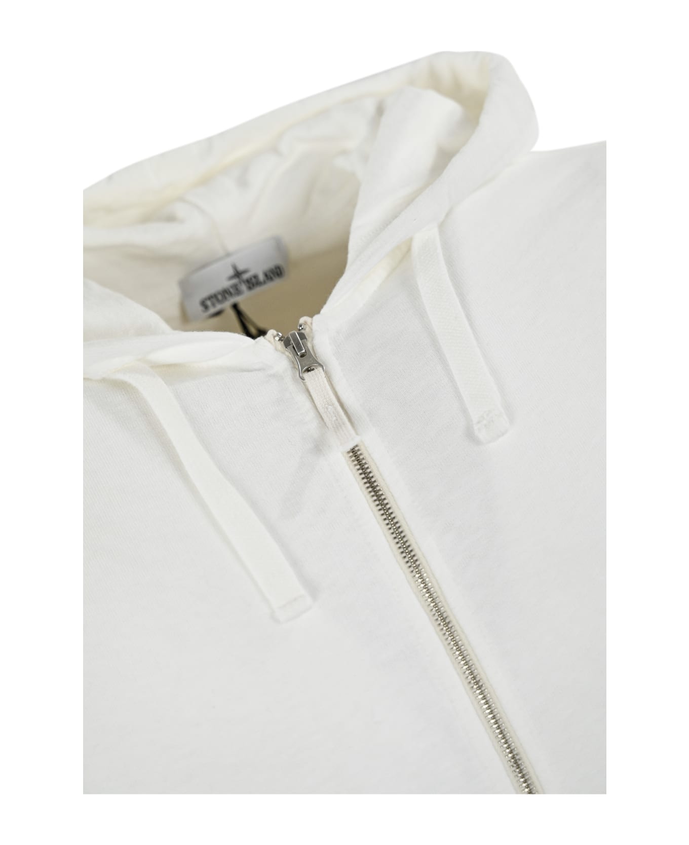 Stone Island Zip Sweatshirt 63160 Old Treatment - White