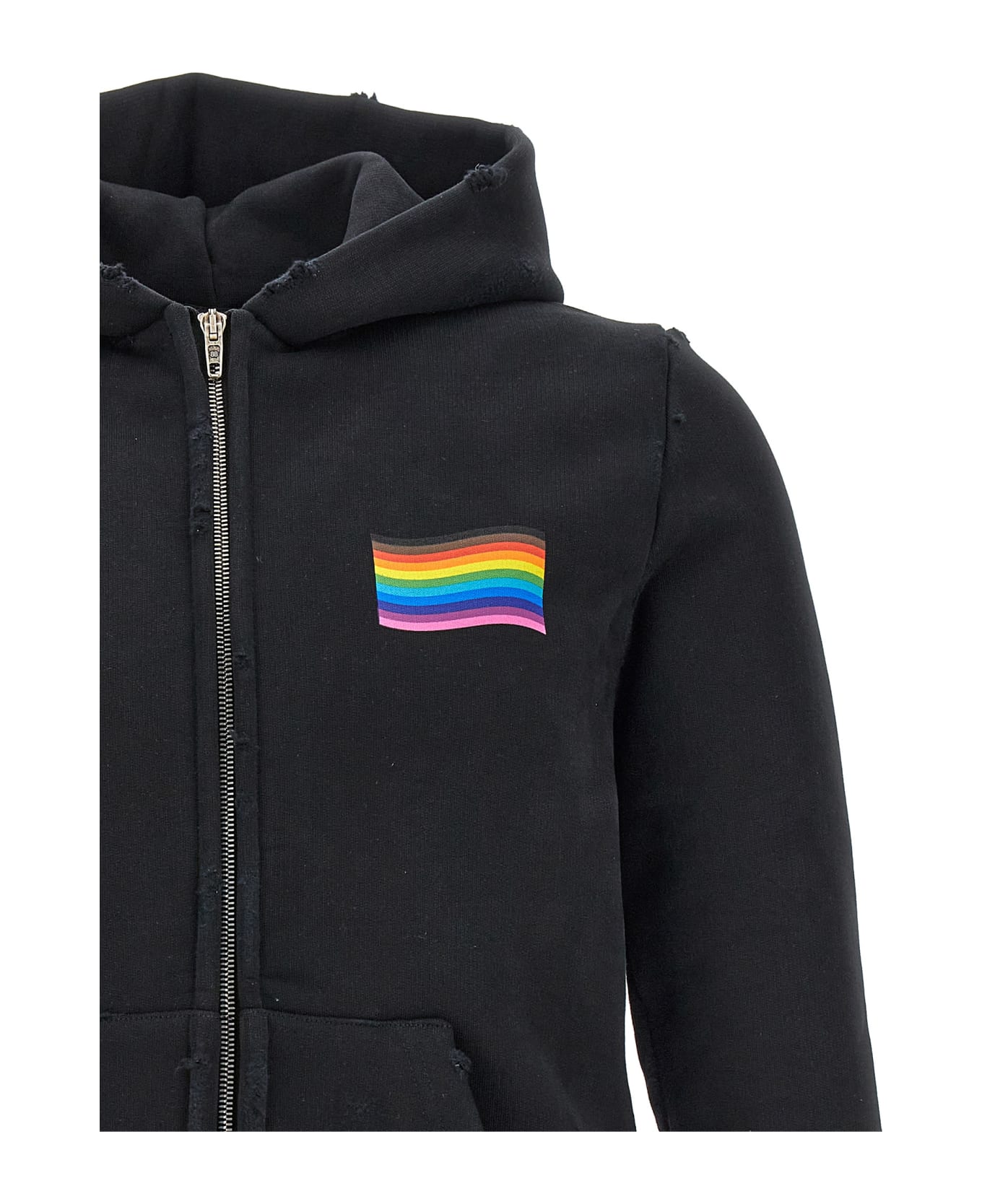 Balenciaga Rainbow Print Hoodie - Black