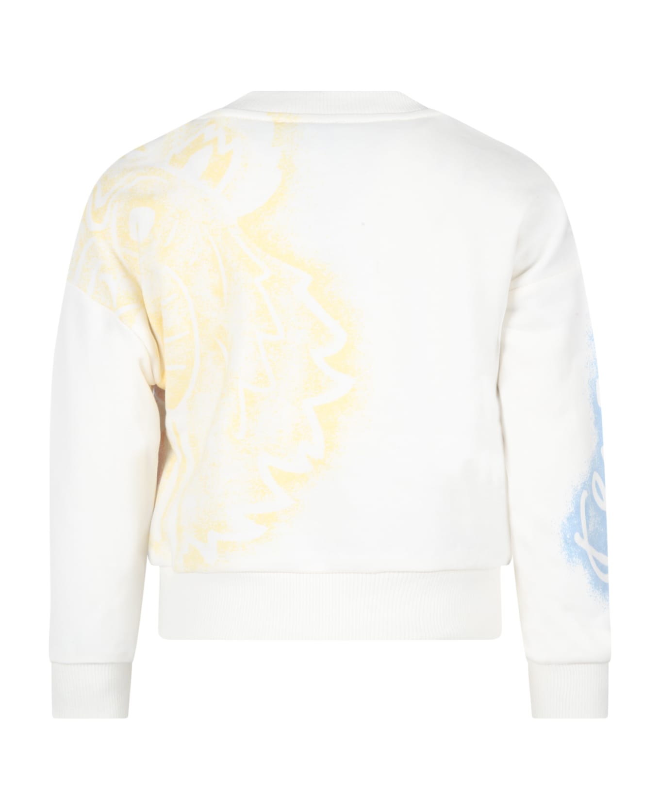 Kenzo Kids Ivory Sweatshirt For Girl With Iconic Tiger - Ivory