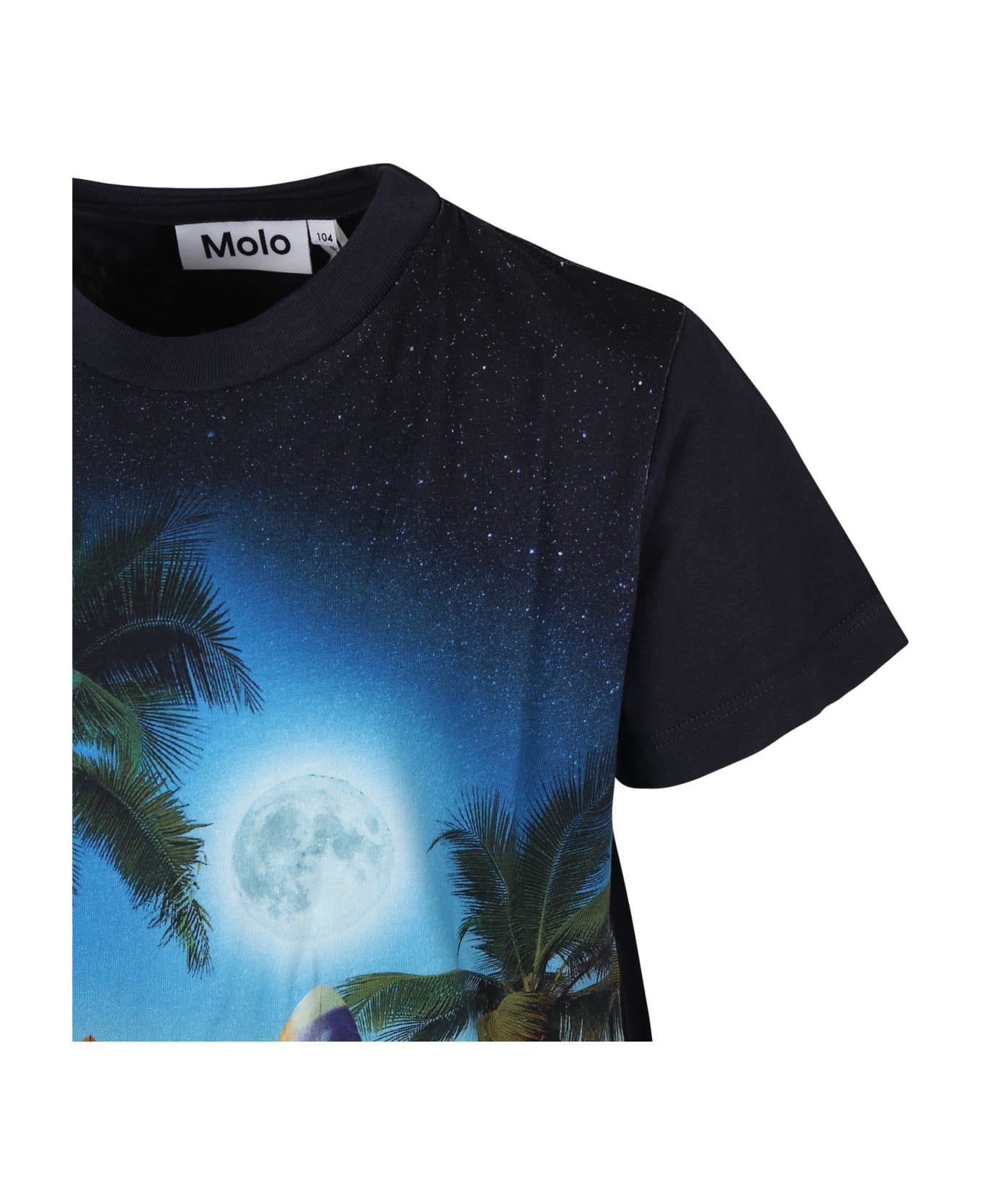 Molo Black T-shirt For Boy With Surfboard Print - Black Tシャツ＆ポロシャツ