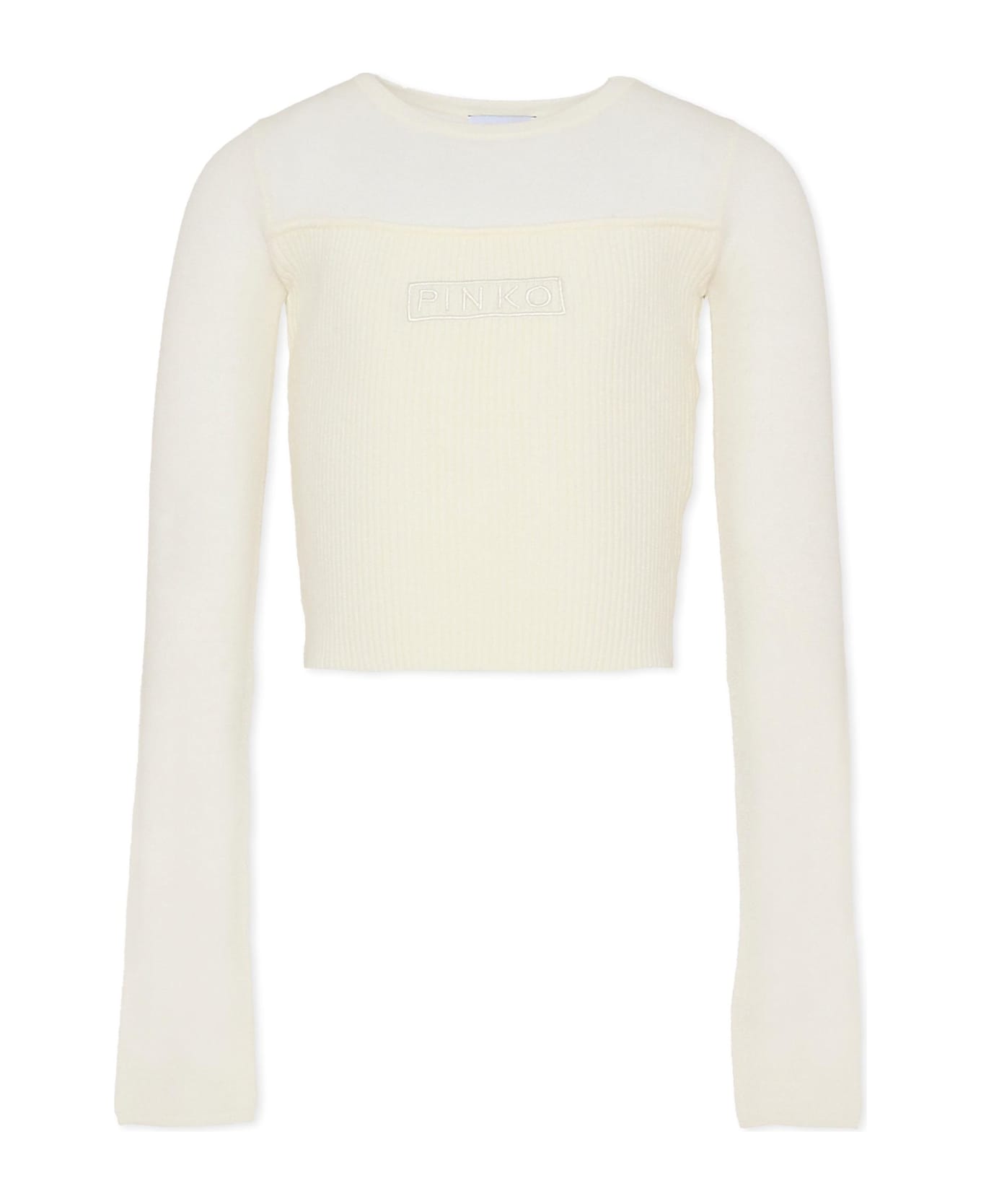 Pinko Pink Top For Girl With Logo - Ivory