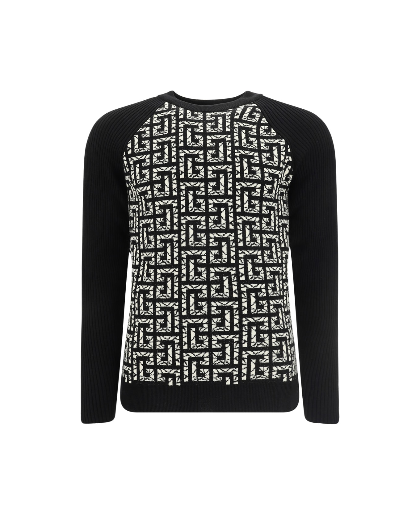 Balmain Monogram Sweater - Noir/naturel