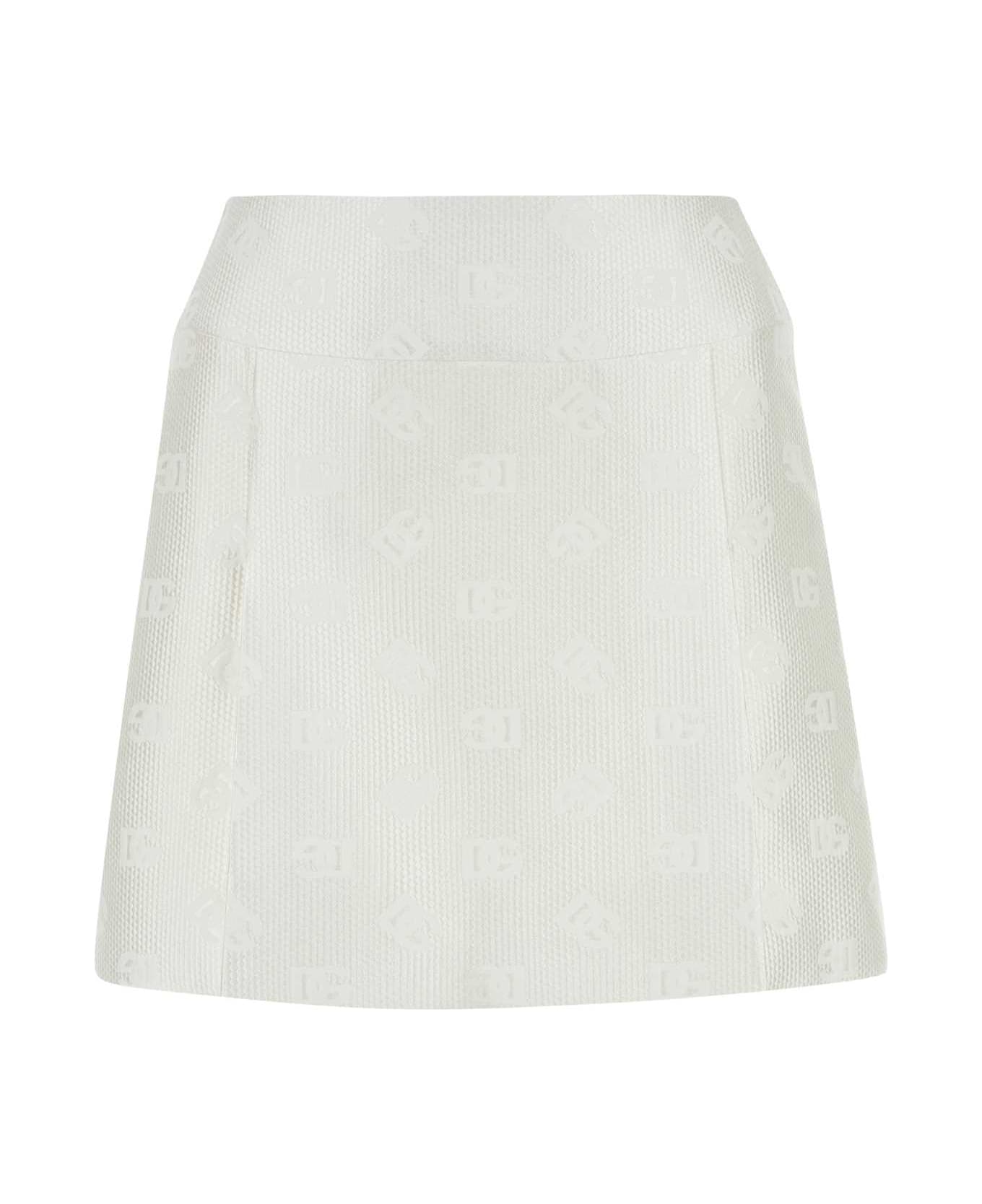 Dolce & Gabbana White Jacquard Mini Skirt - BIANCONATURALE