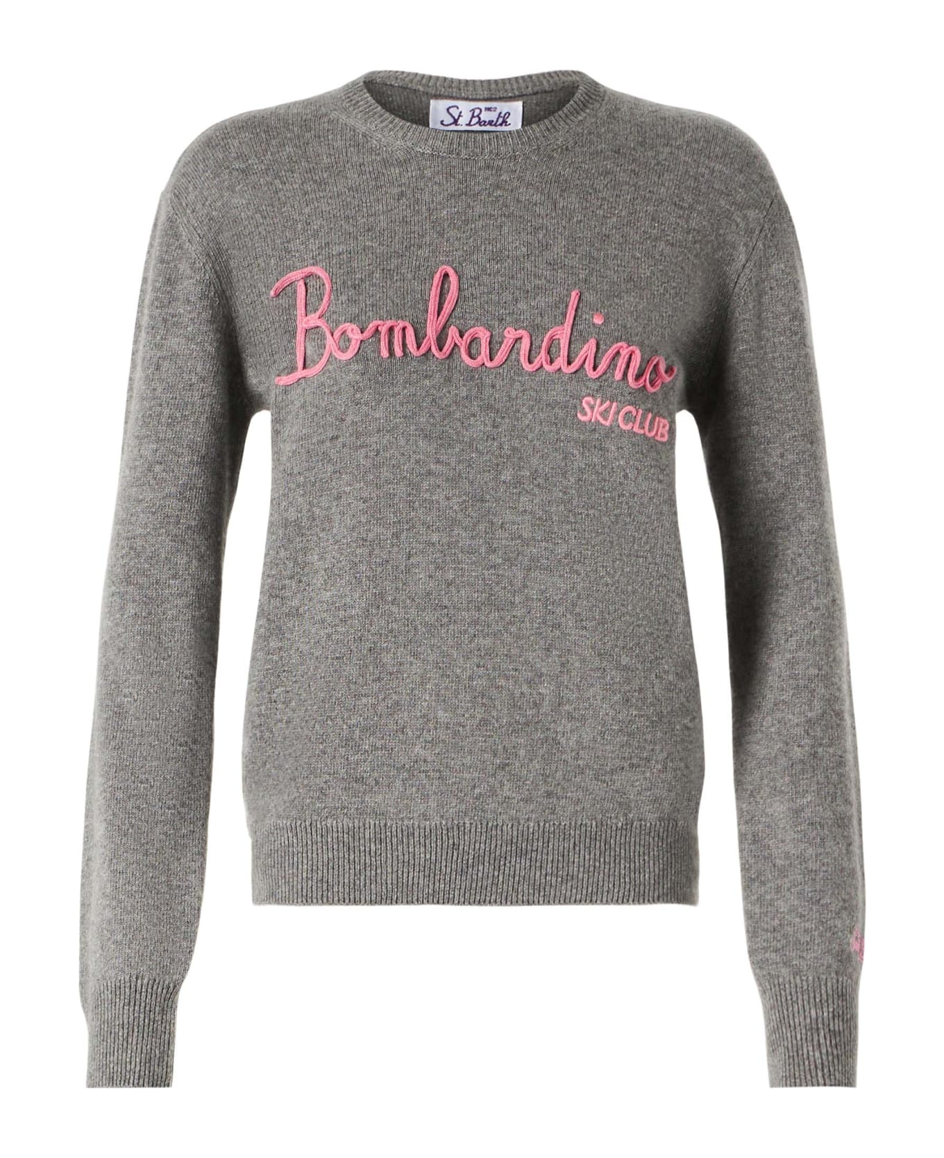 MC2 Saint Barth Woman Sweater With Bombardino Ski Club Embroidery - GREY