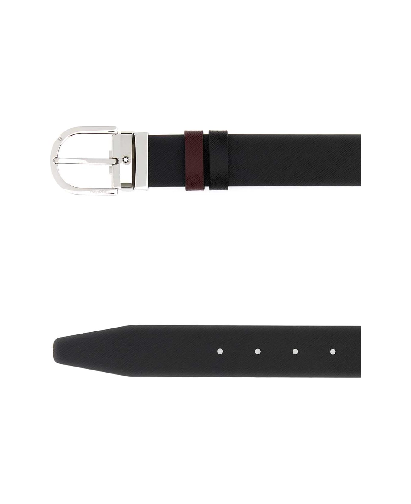 Montblanc Black Leather Reversible Belt - Multicolor