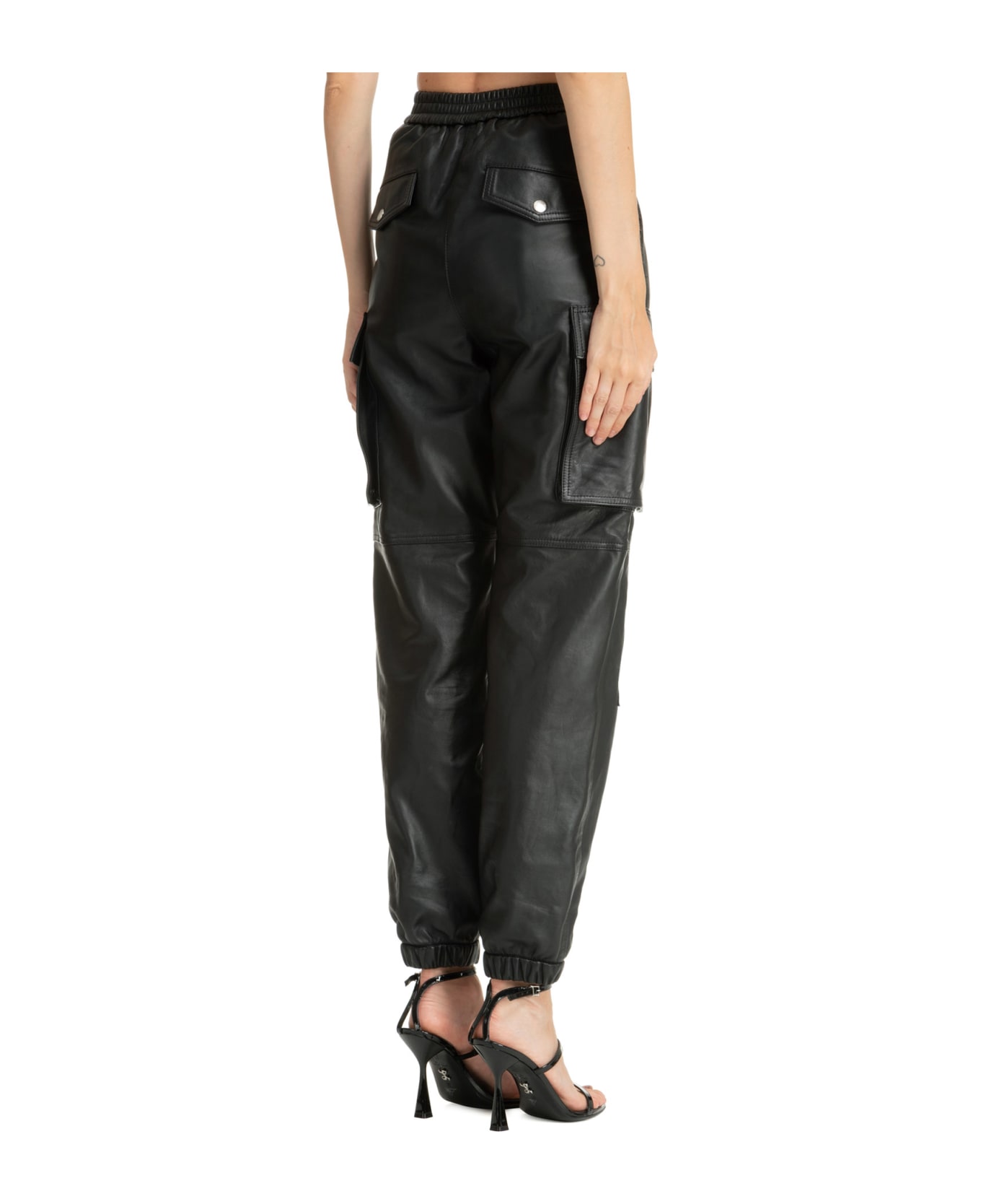 M05CH1N0 Jeans Leather Trousers - Nero