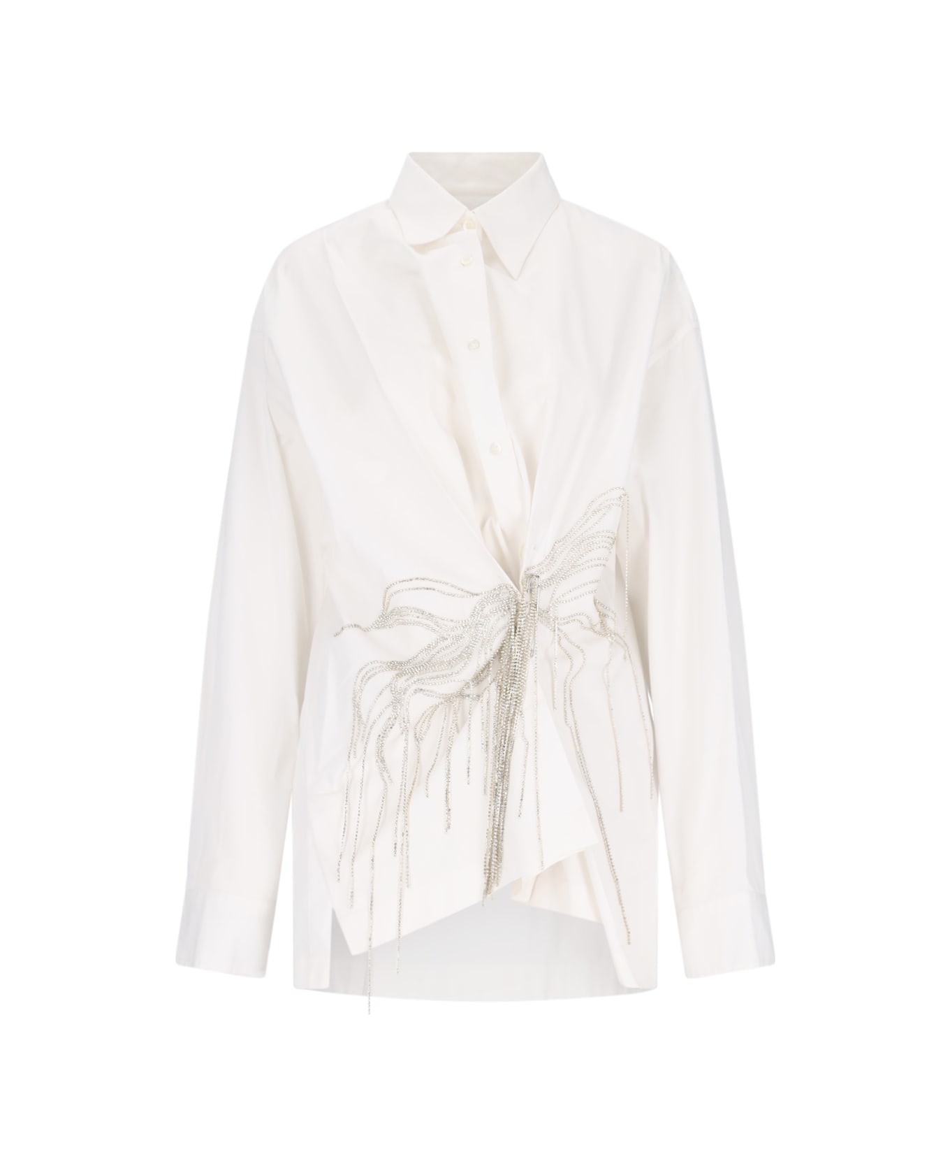 Dries Van Noten Oversized Shirt With Rhinestones - White