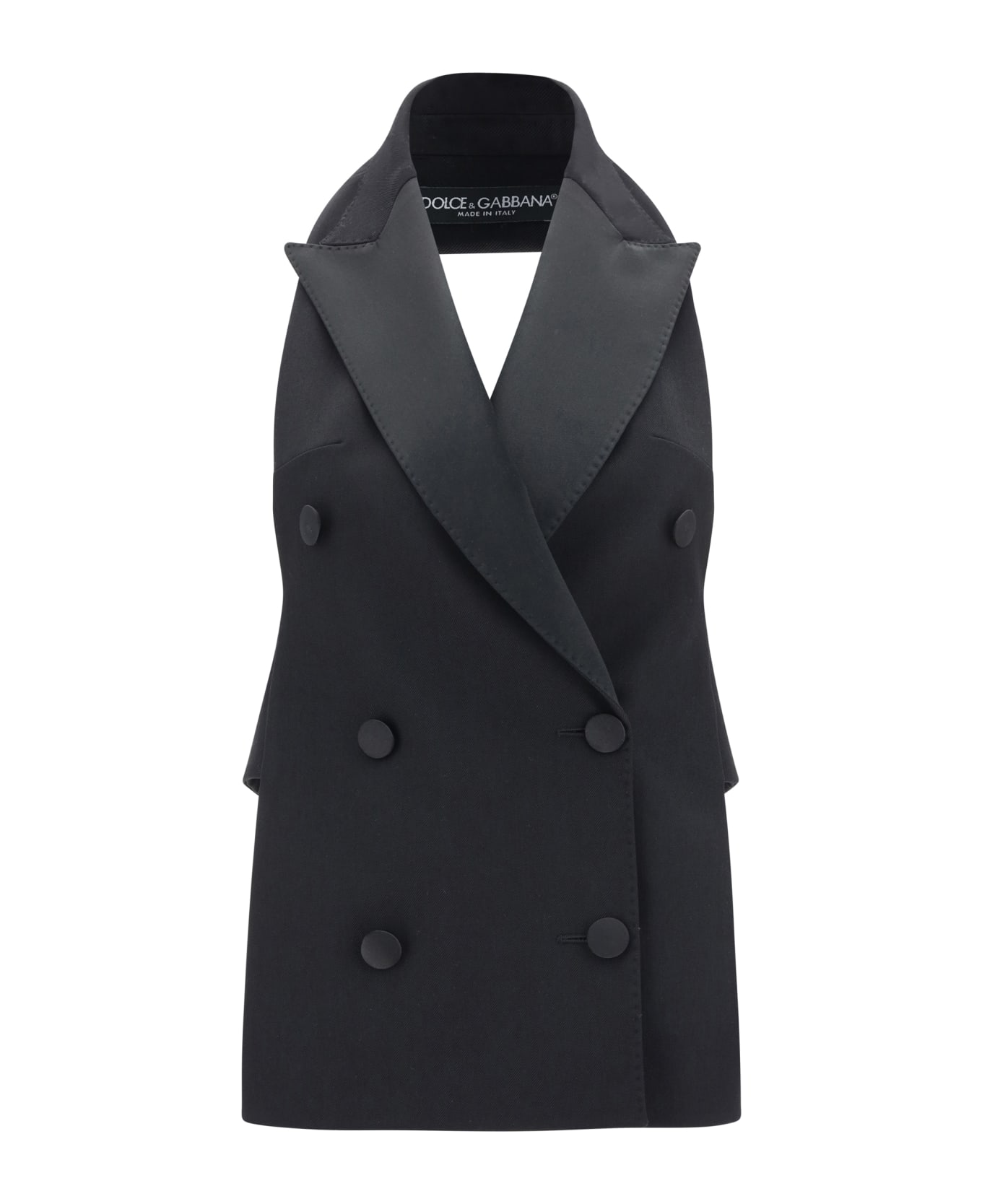 Dolce & Gabbana Wool Gabardine Waistcoat - Nero コート