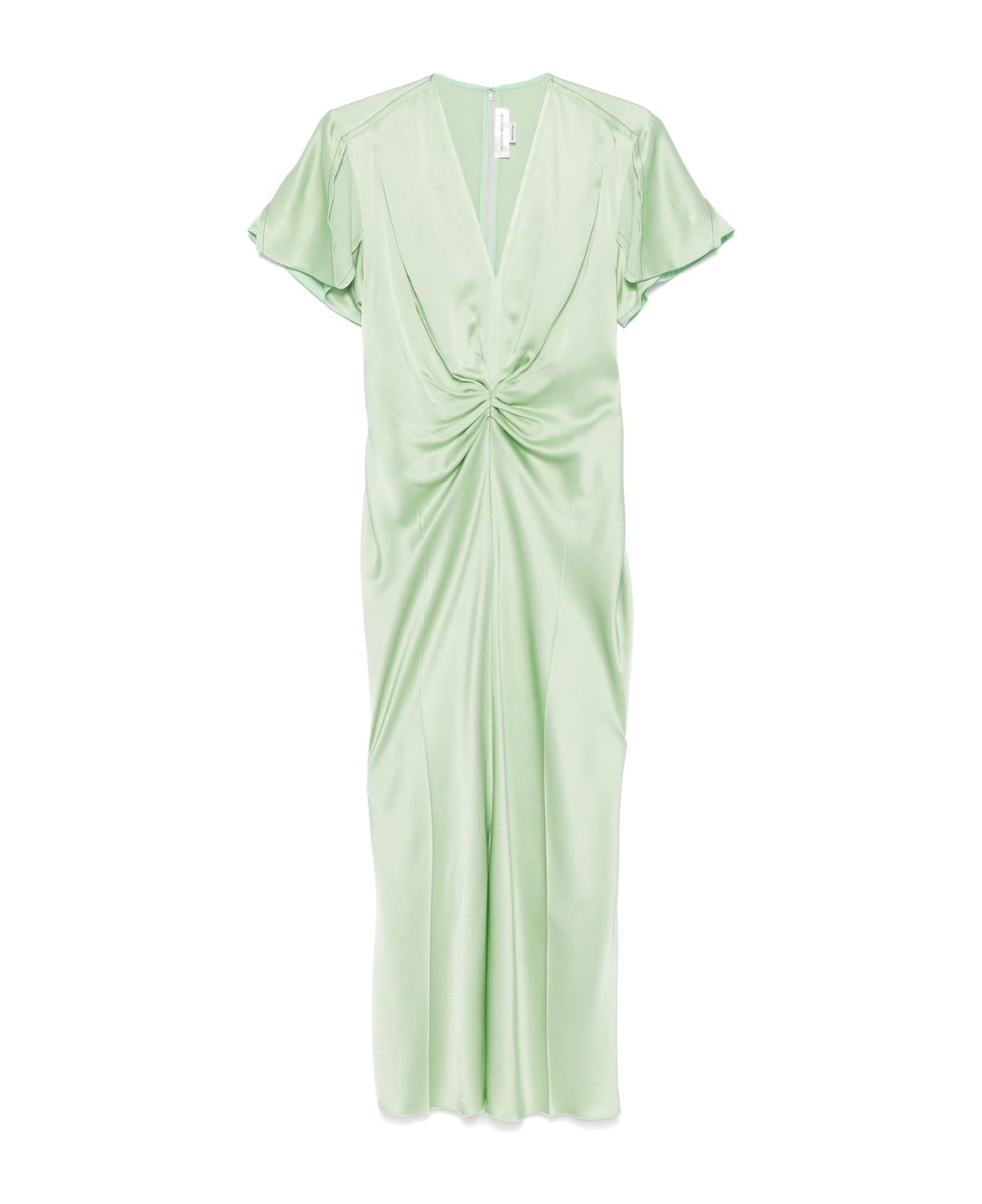 Victoria Beckham Gathered V Neck Midi Dress - Jade